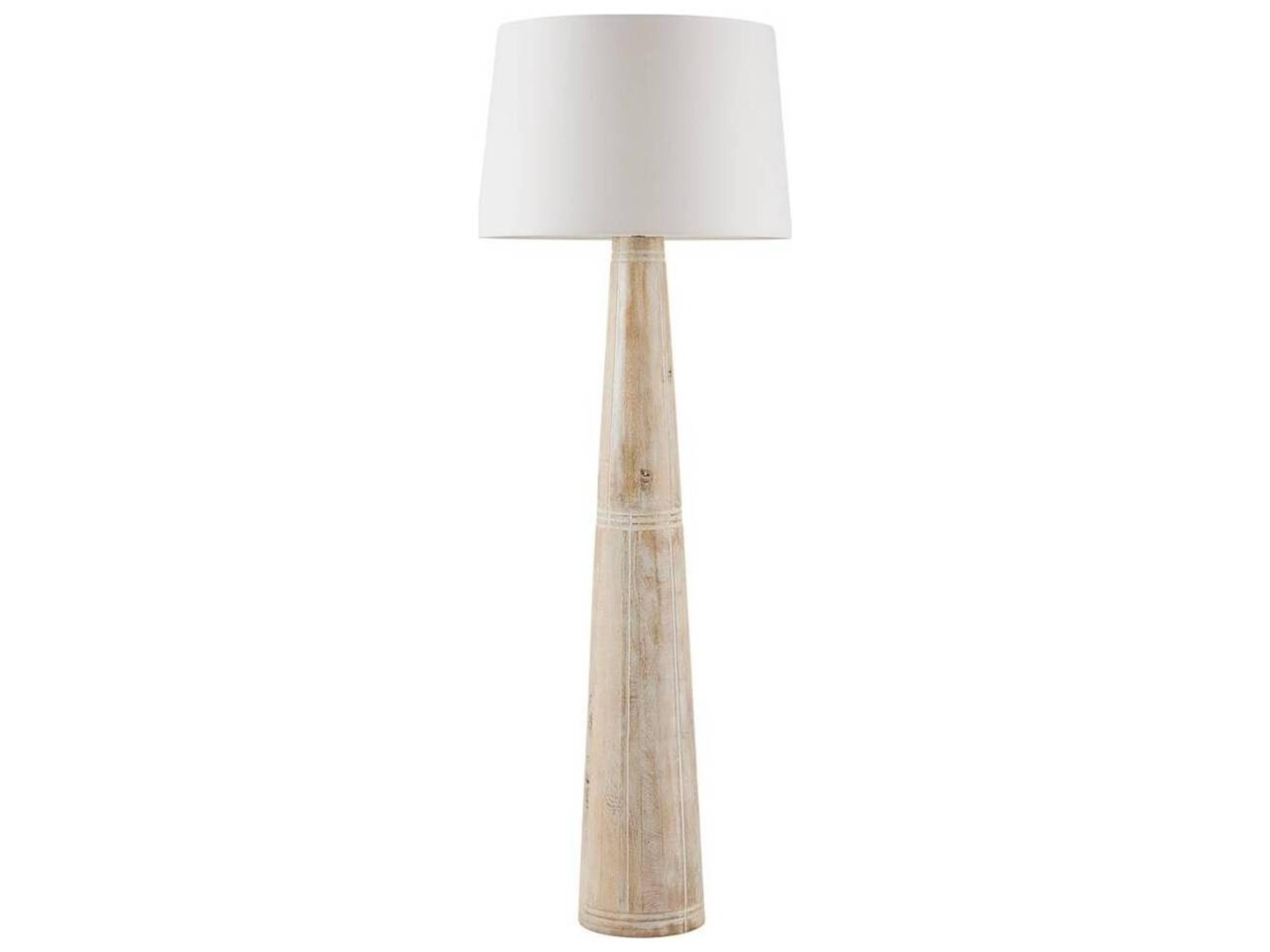 Arteriors Home Elmhurst Whitewashed Polished Nickel Wood Floor Lamp