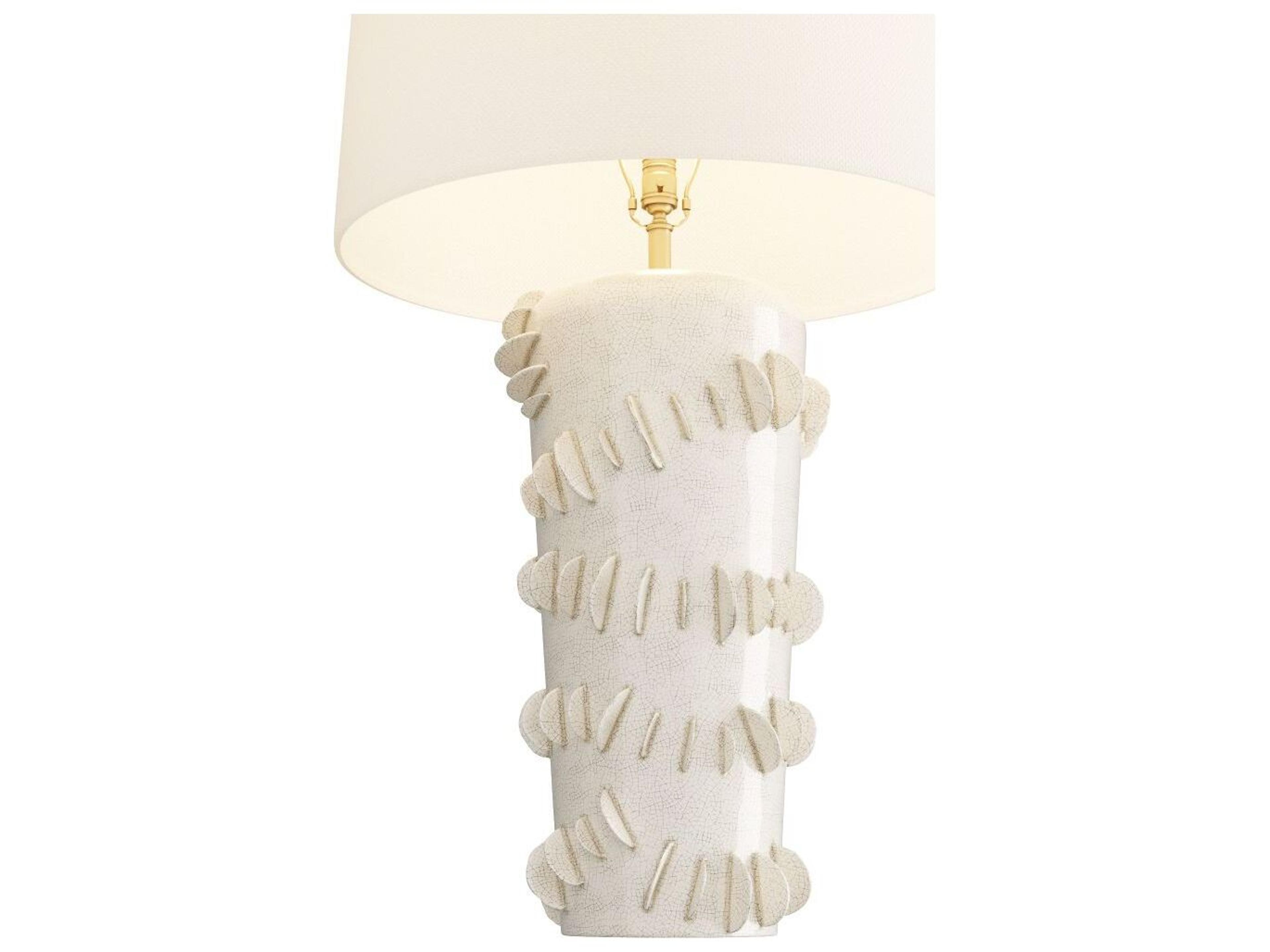 Arteriors Home Beatrix Ivory Crackle Antique Brass White Table Lamp