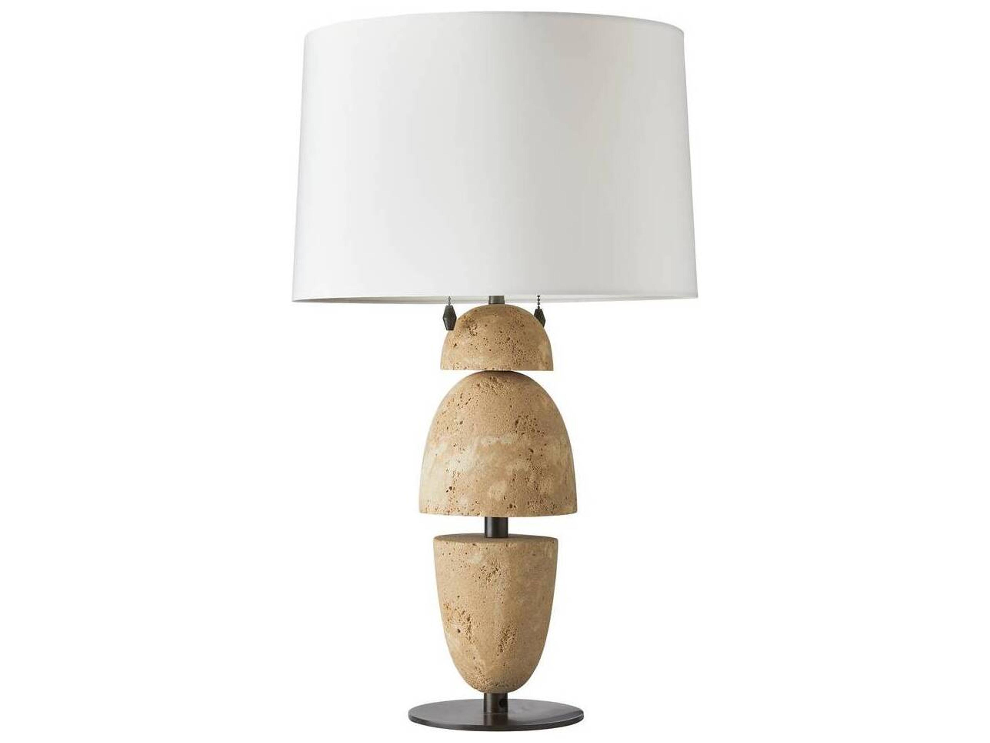Comal Table Lamp Sculptural Faux Travertine