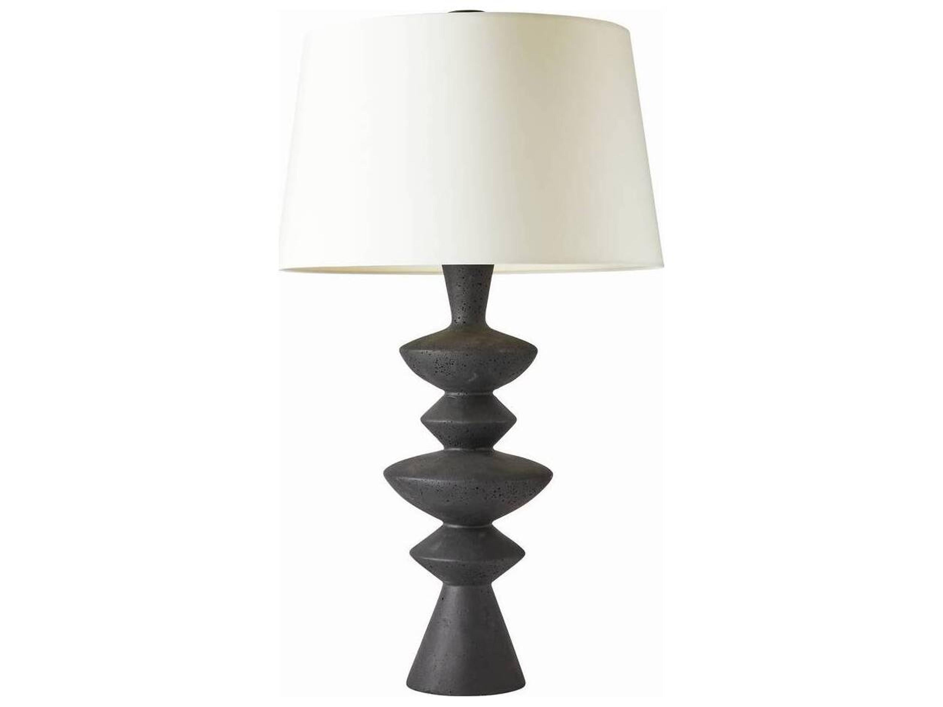 Jillian Table Lamp Sculptural Charcoal Lava Stone