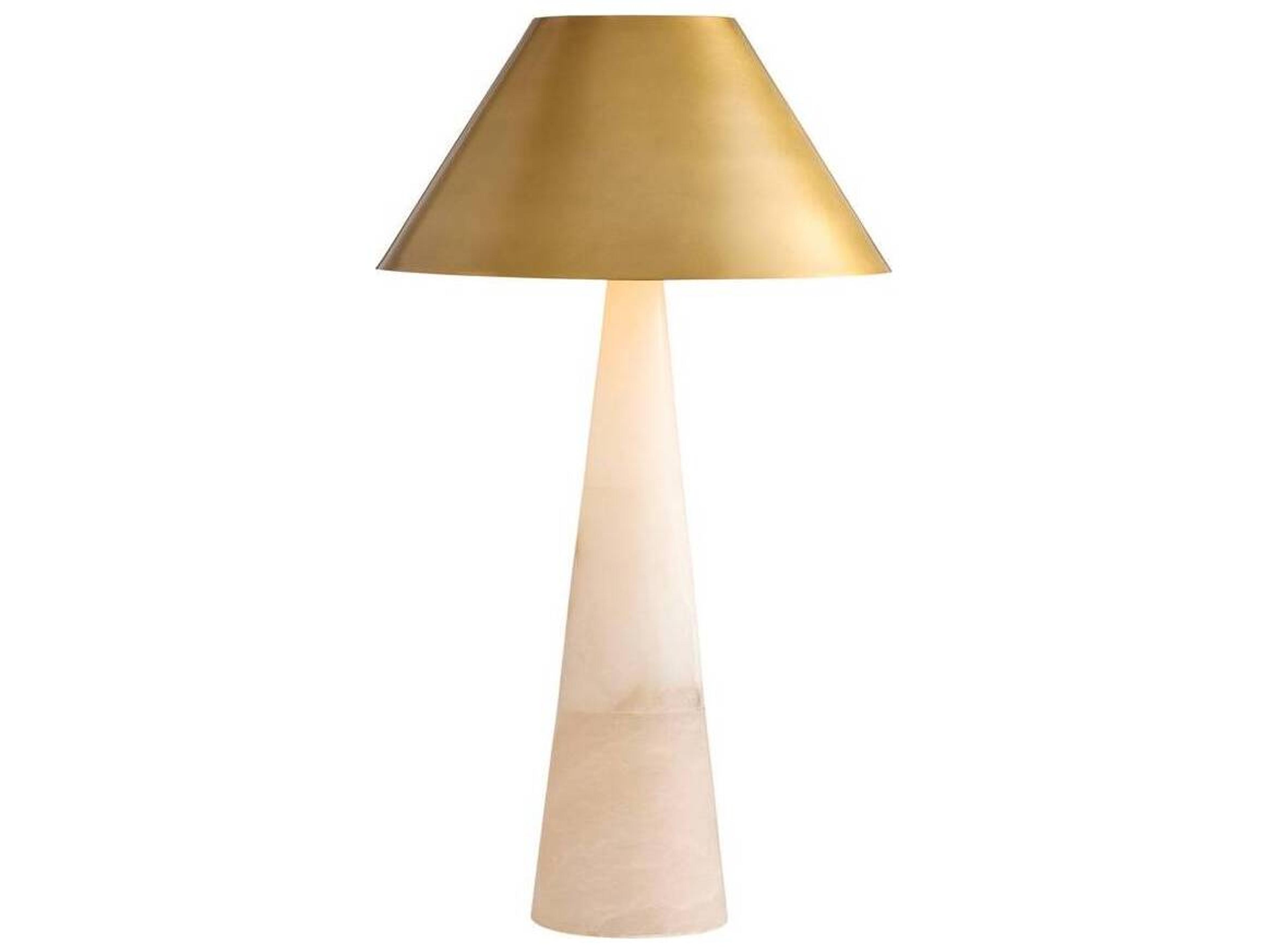 Chanell Alabaster Table Lamp with Antique Brass Shade