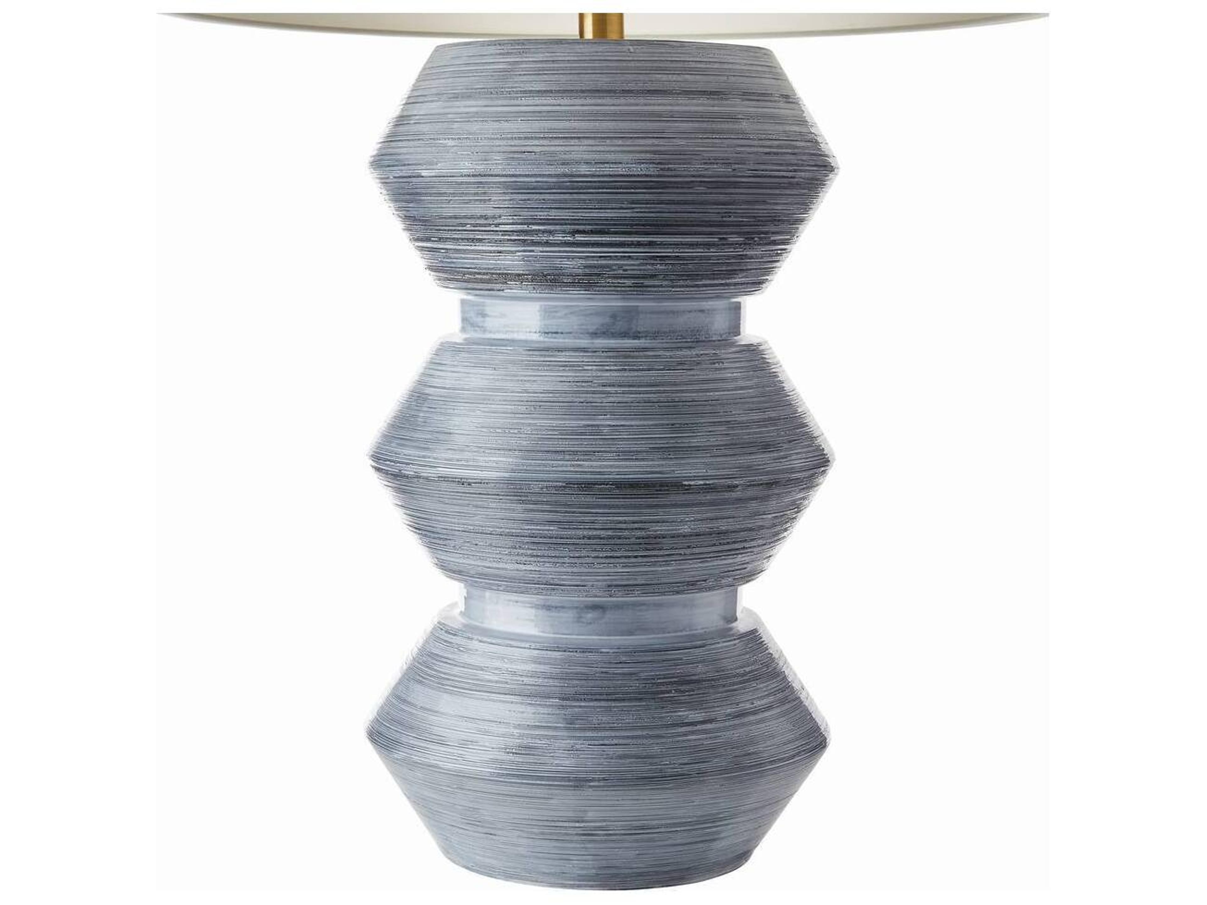 Arteriors Home Drifter Haze Blue Reactive Glaze Antique Brass White Buffet Lamp
