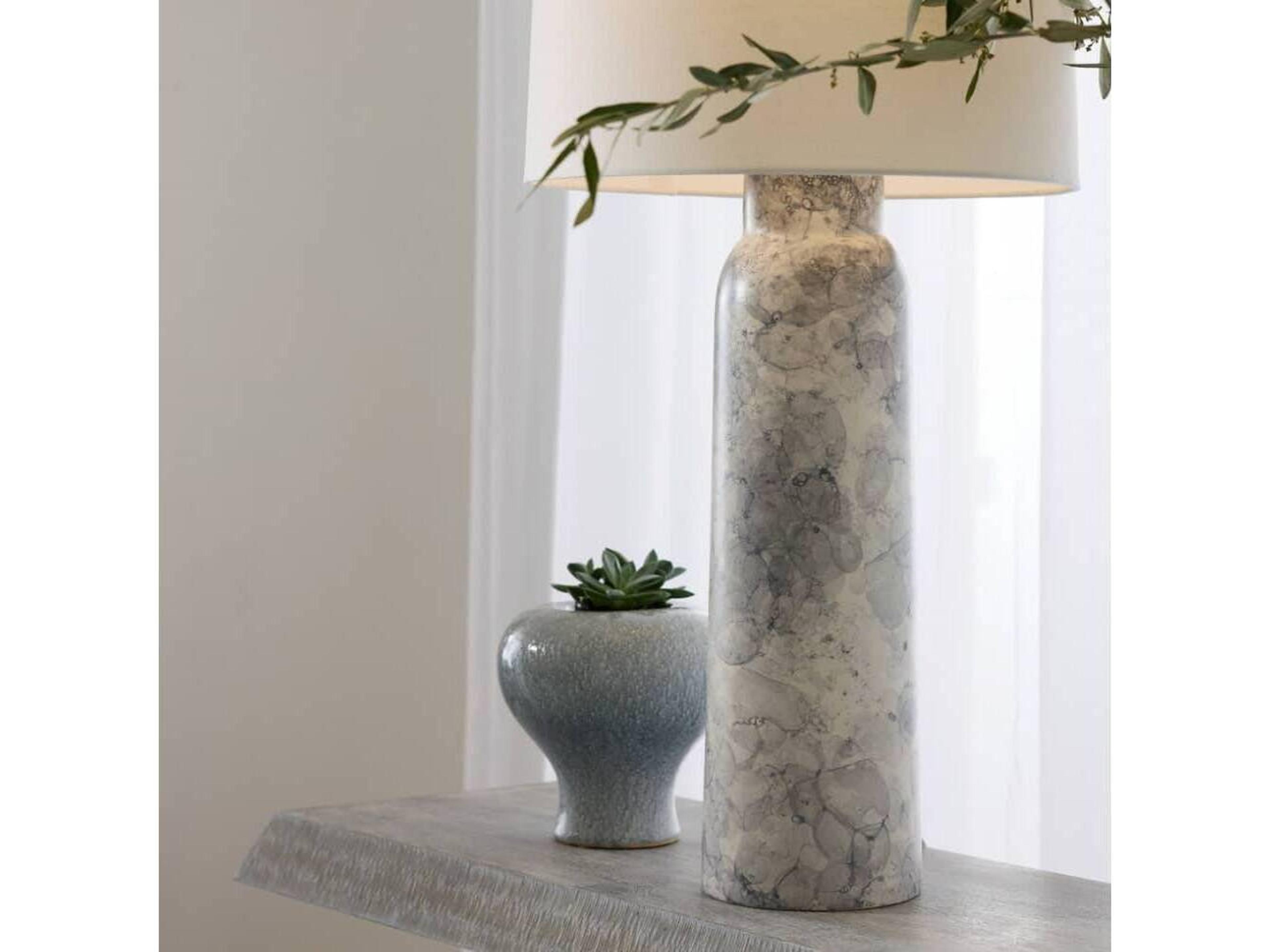 Arteriors Home Heather Thundercloud Polished Nickel White Buffet Lamp