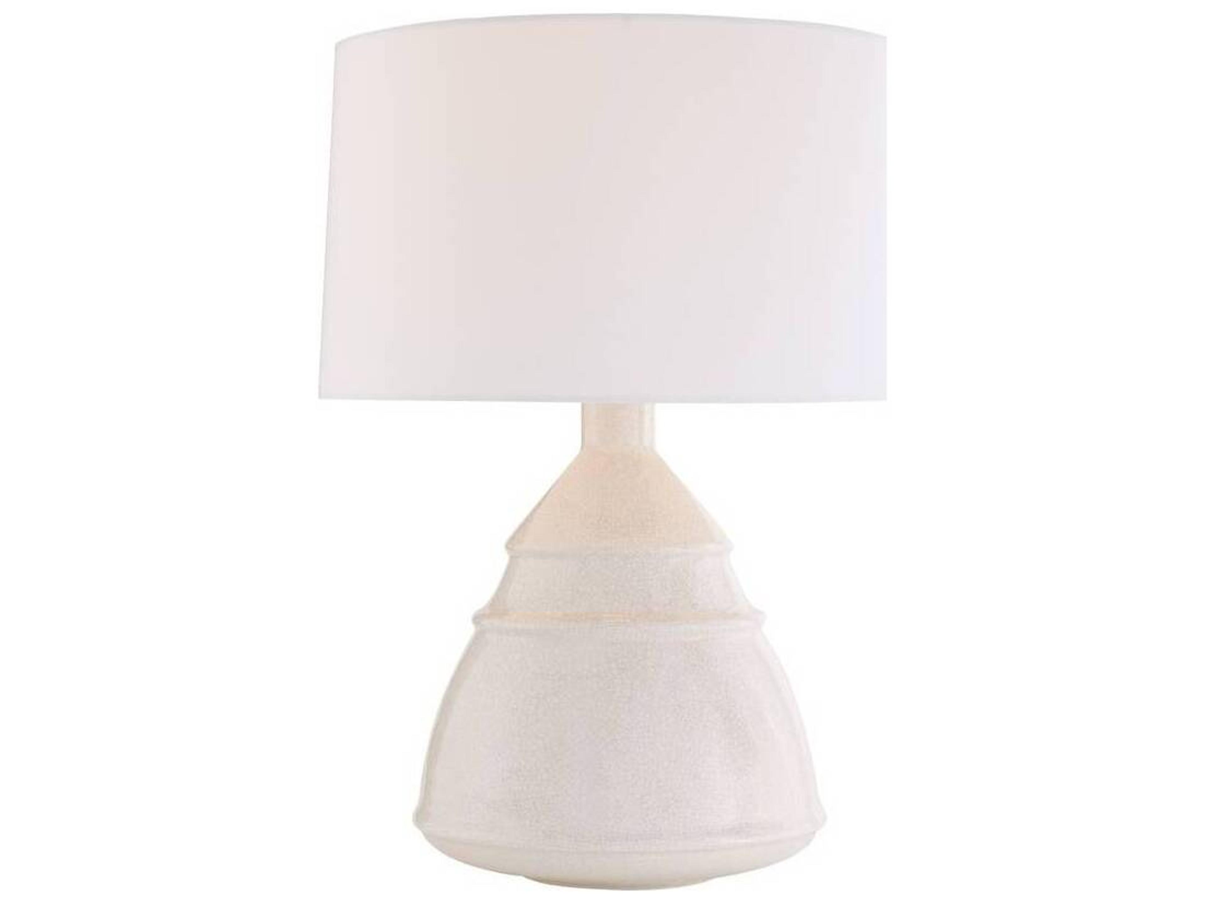 Ivory Stained Crackle Ceramic White Buffet Lamp
