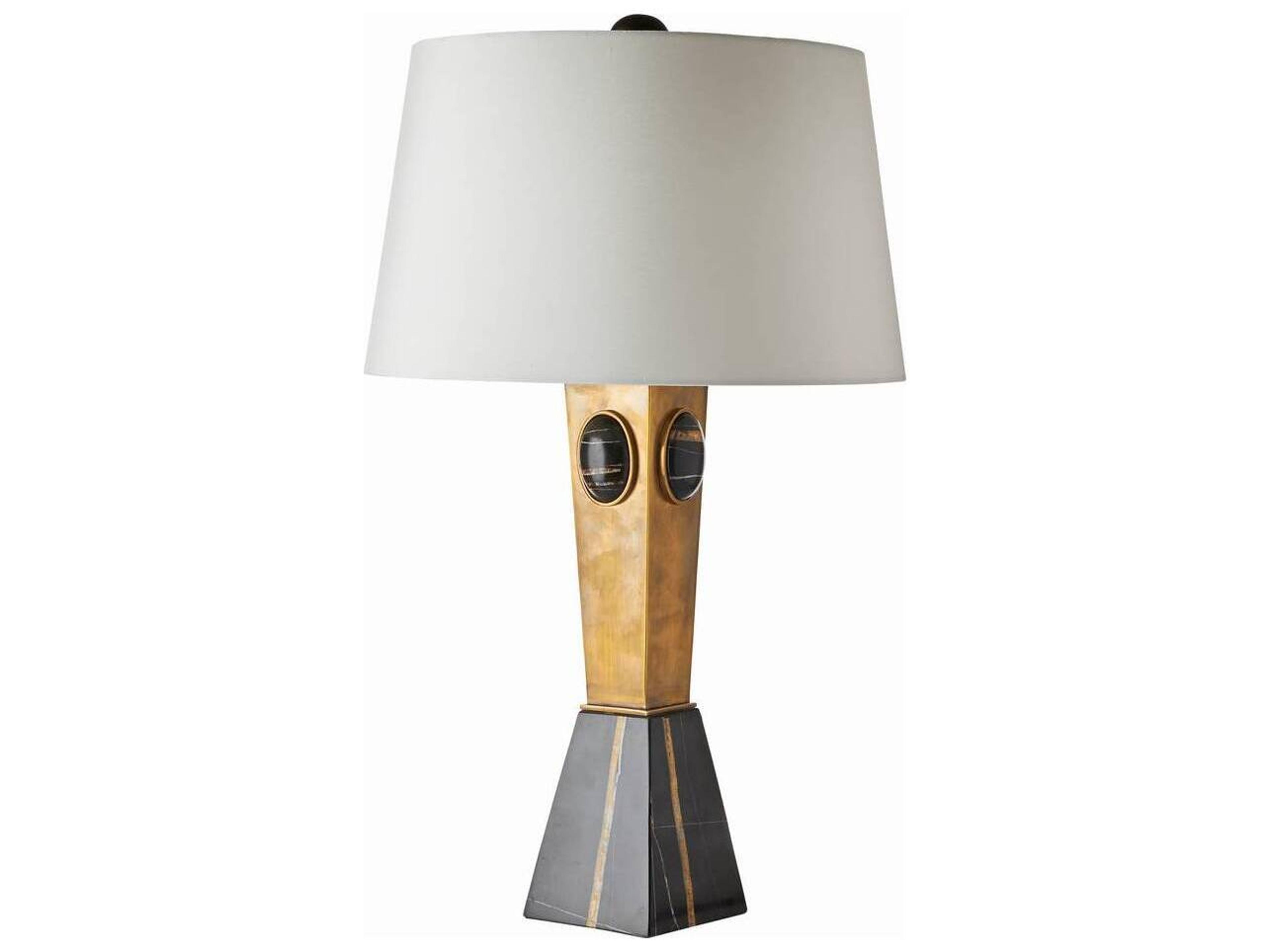 Cairo Table Lamp Antique Brass with Marble Accents