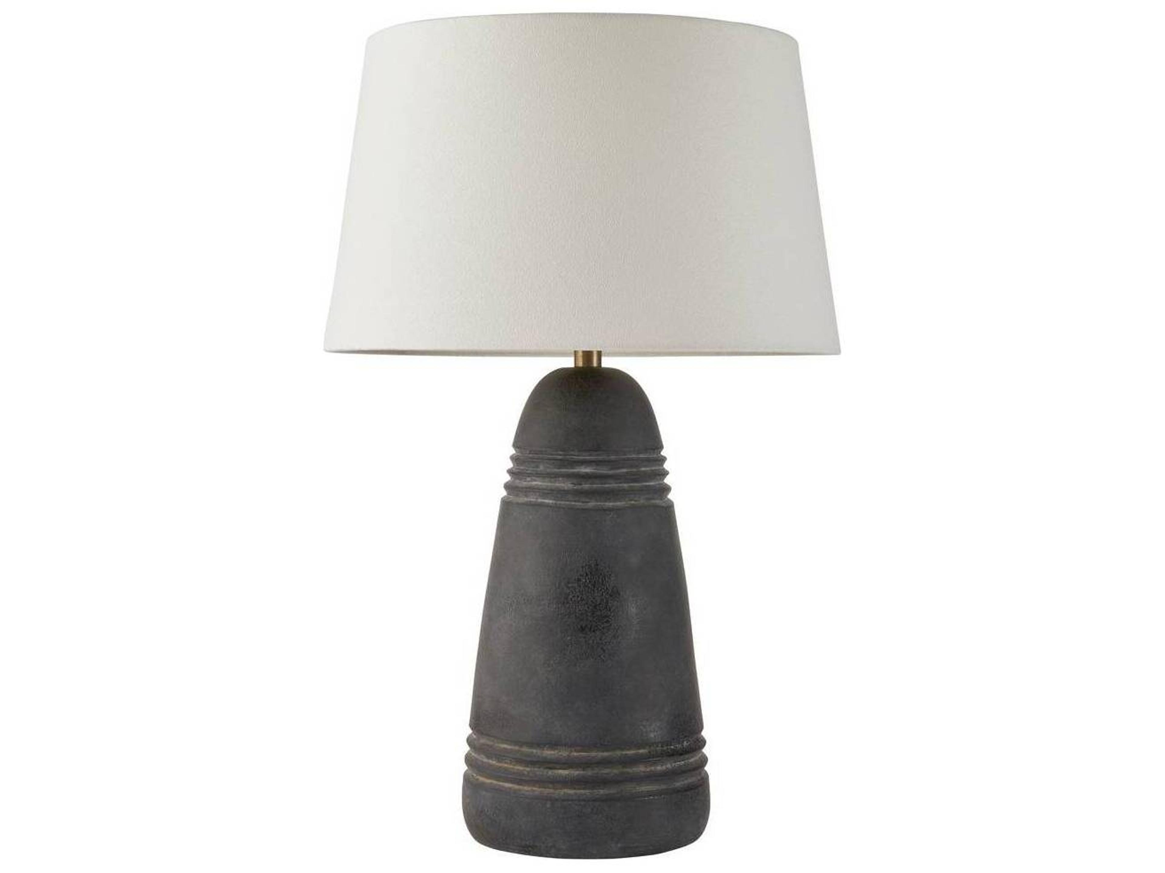 Arteriors Home Django Matte Charcoal Antique Brass White Buffet Lamp