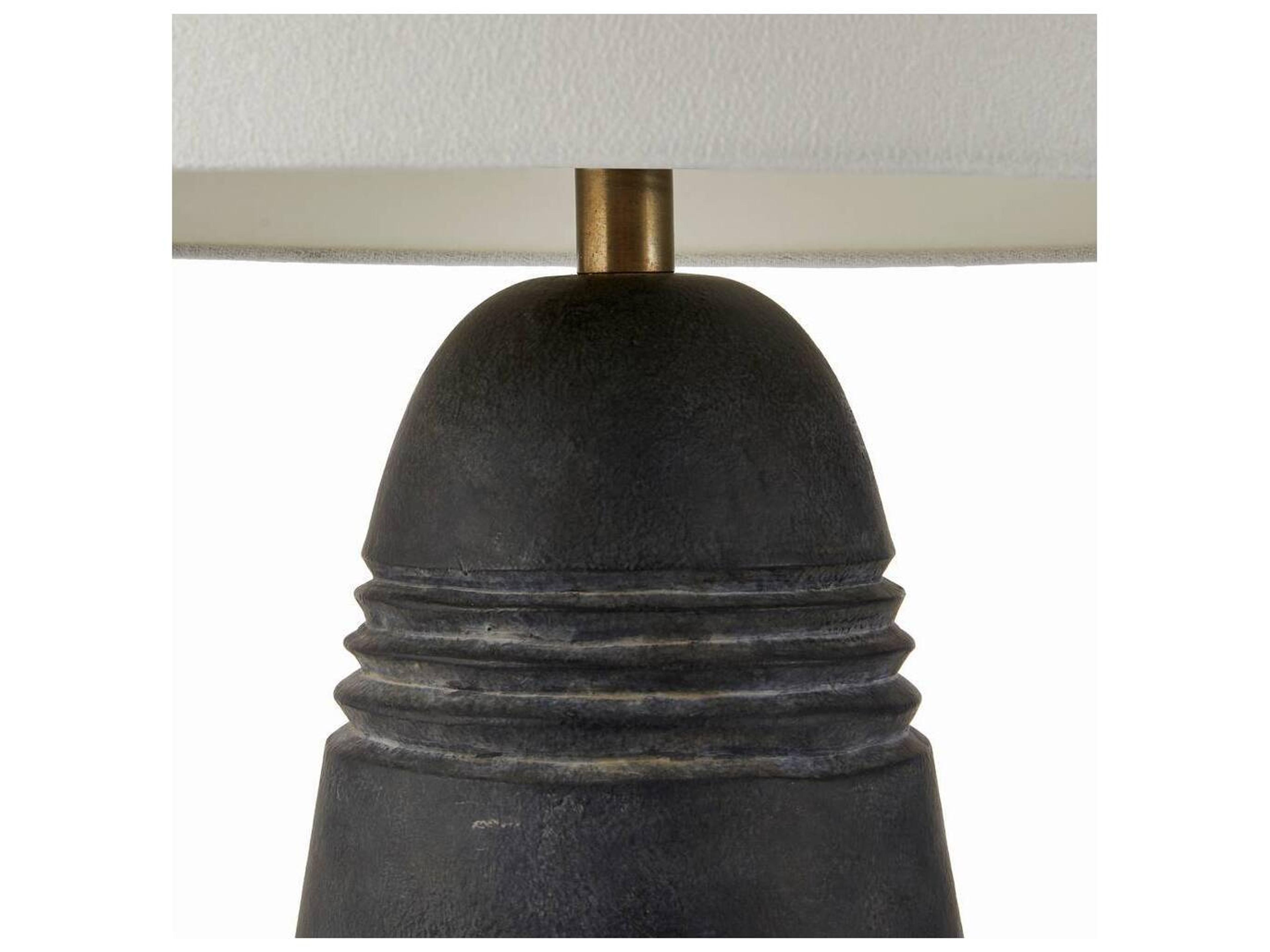 Arteriors Home Django Matte Charcoal Antique Brass White Buffet Lamp