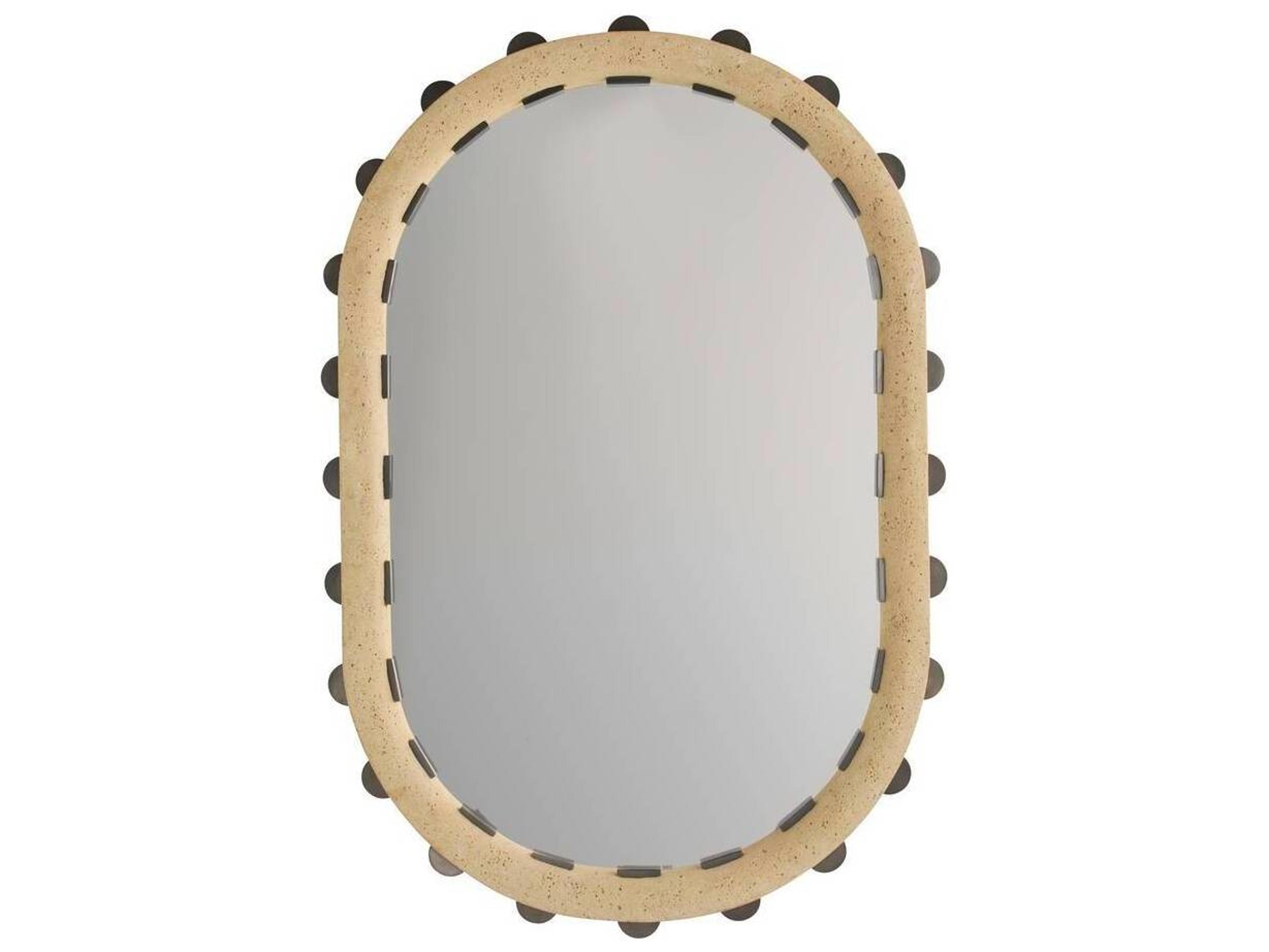 Arteriors Home Faux Travertine Wall Mirror Oval