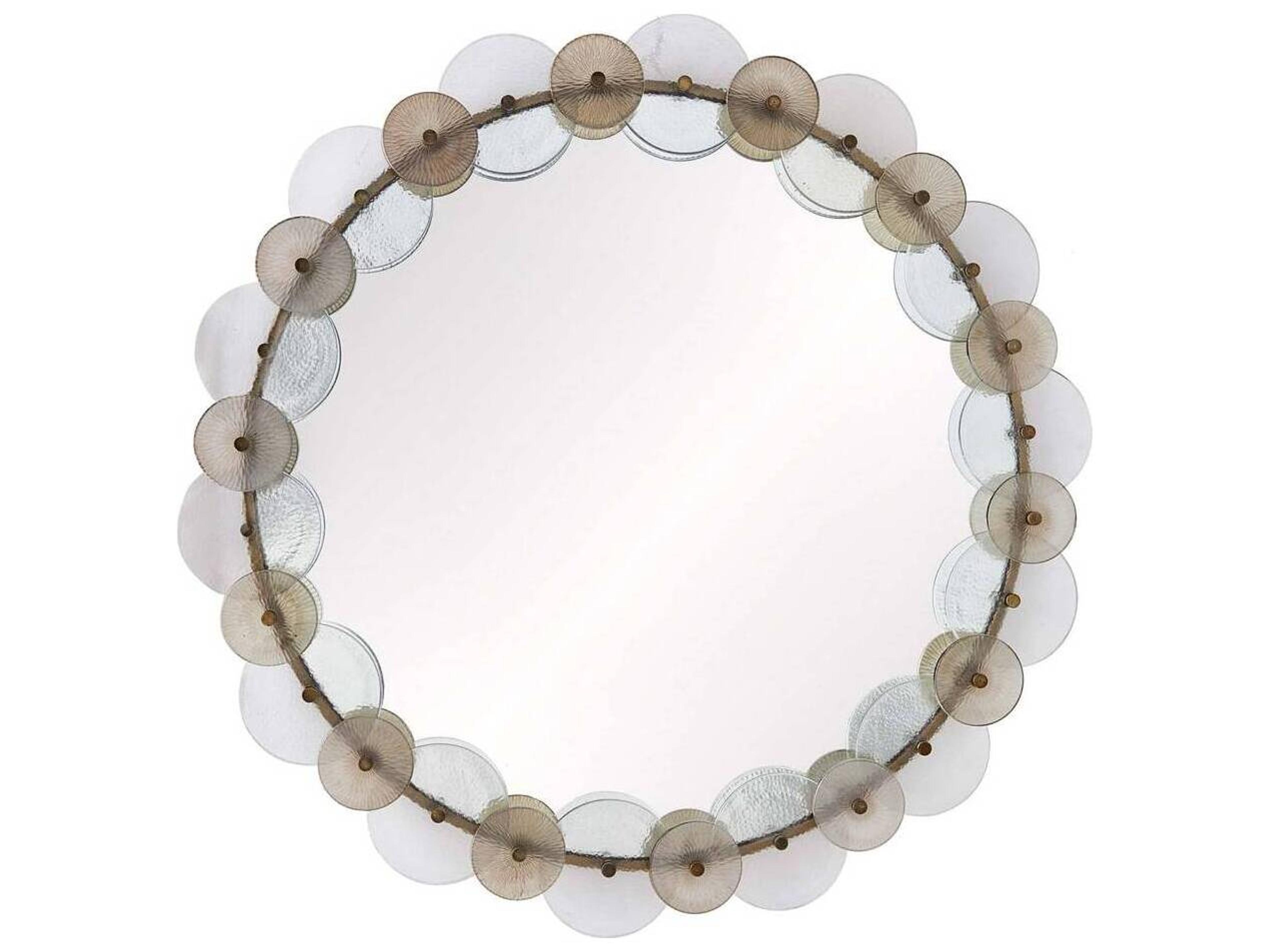 Trixie Round Wall Mirror with Antique Brass Frame