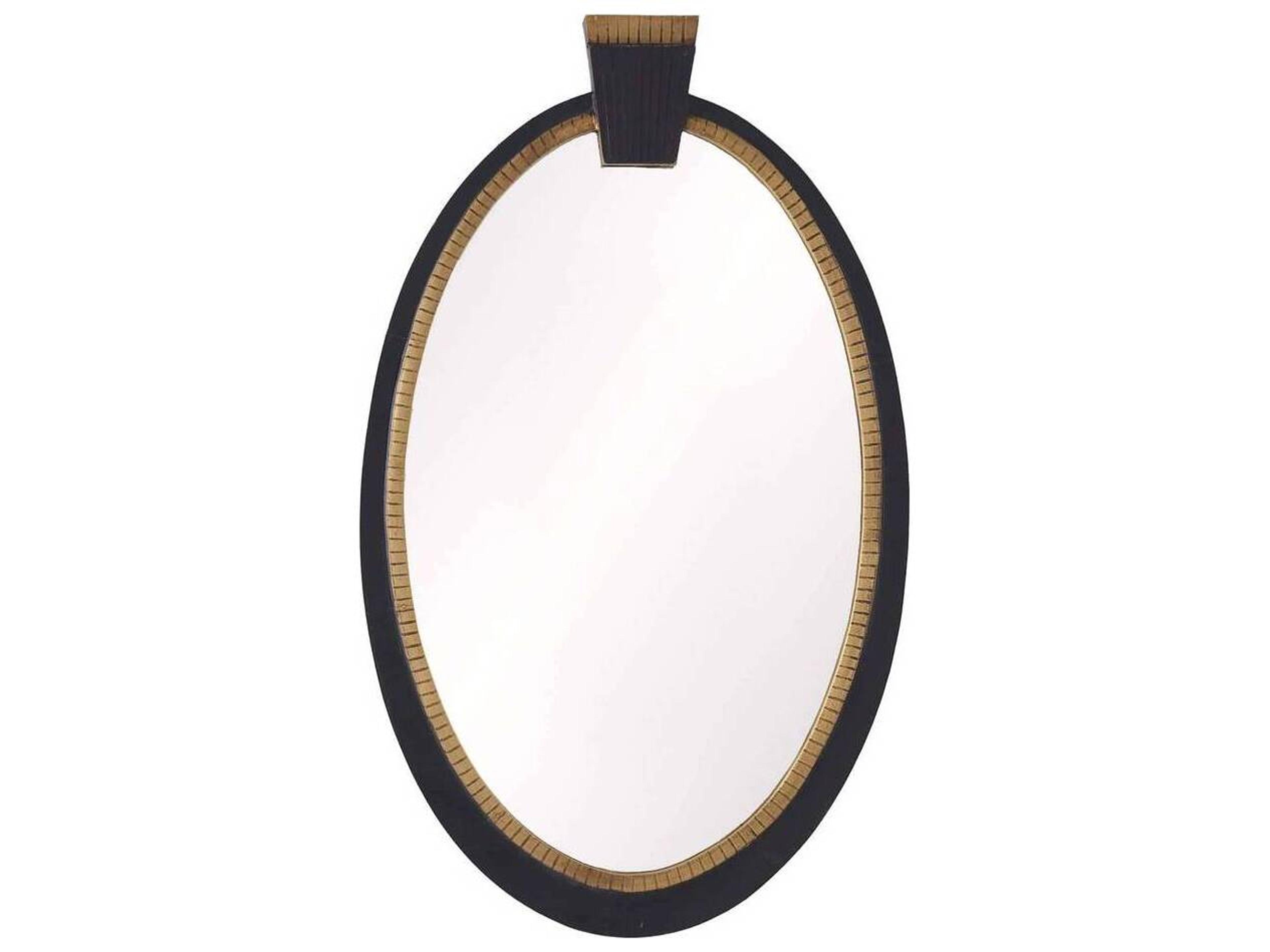 Arteriors Tedesco Oval Wall Mirror Ebony and Brass
