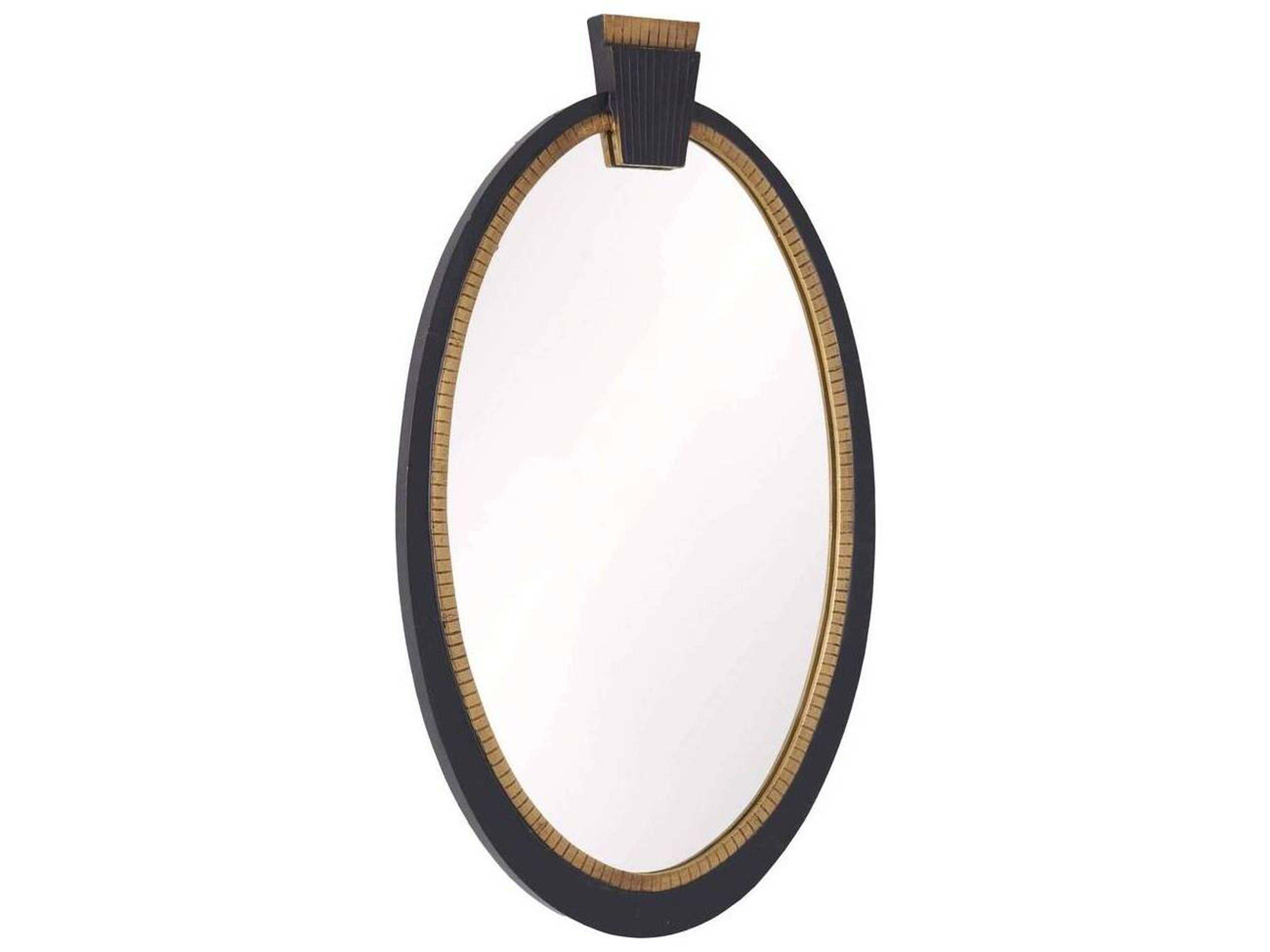 Arteriors Home Ebony Antique Brass Wall Mirror Oval
