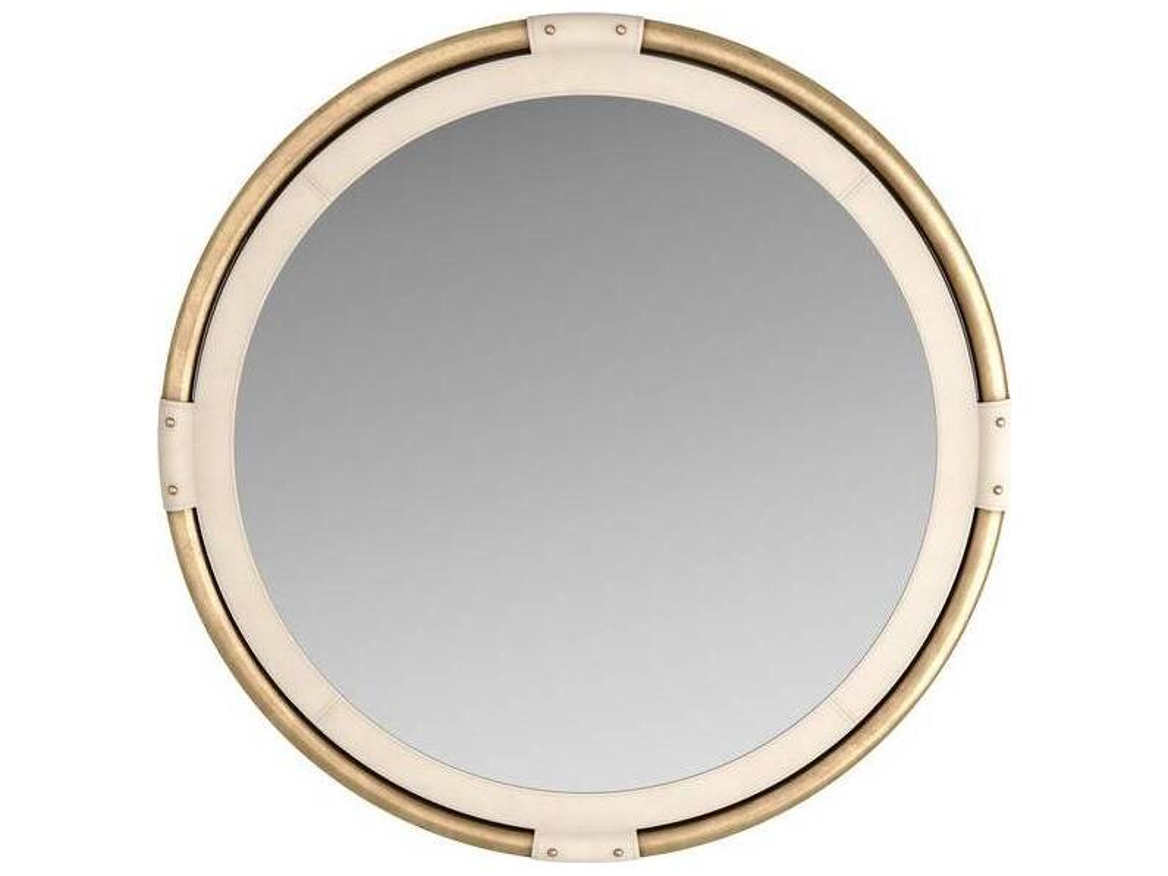 Arteriors Asmara Wall Mirror Antique Brass Leather