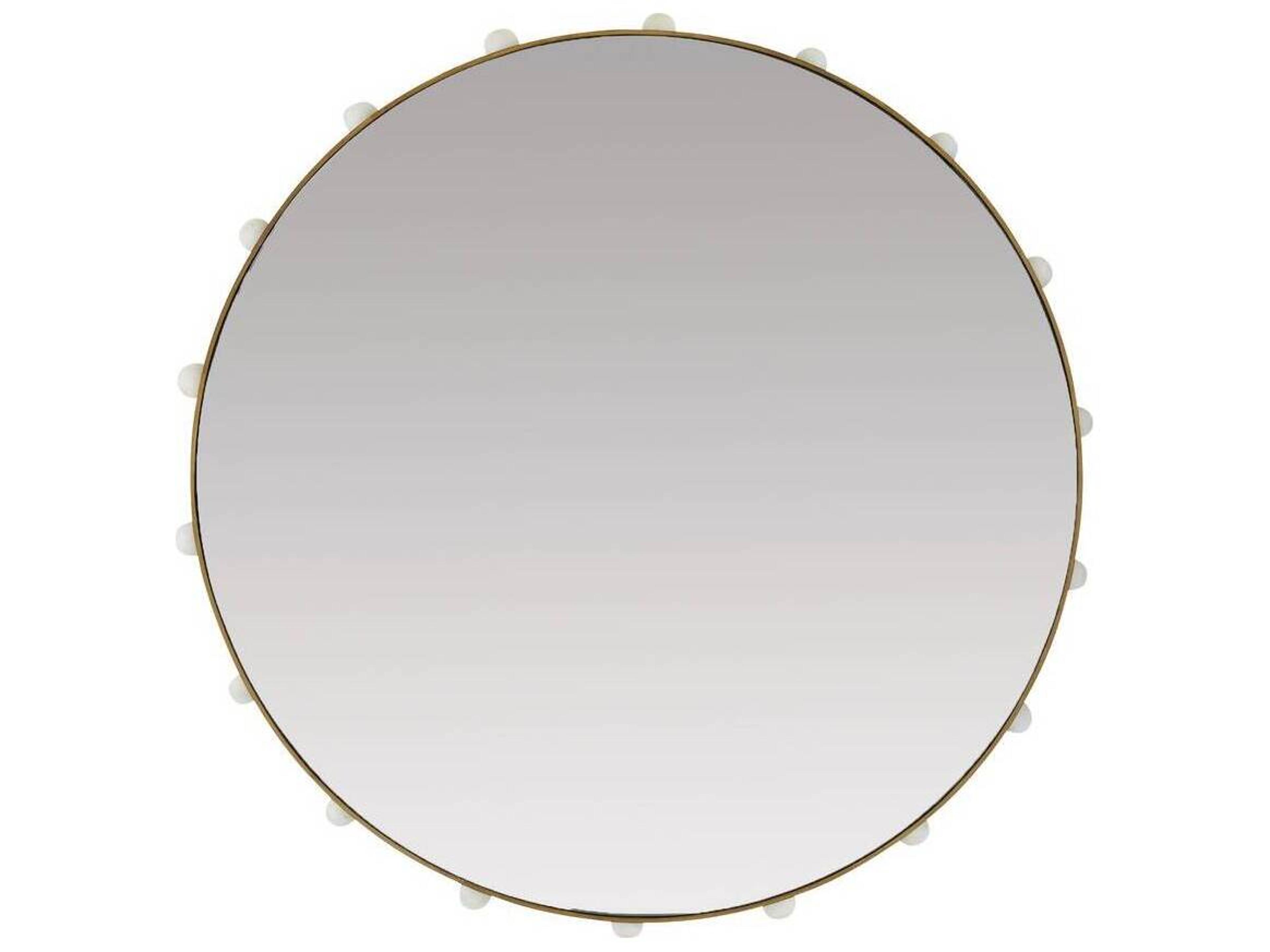Arteriors Home Antique Brass White Wall Mirror Round