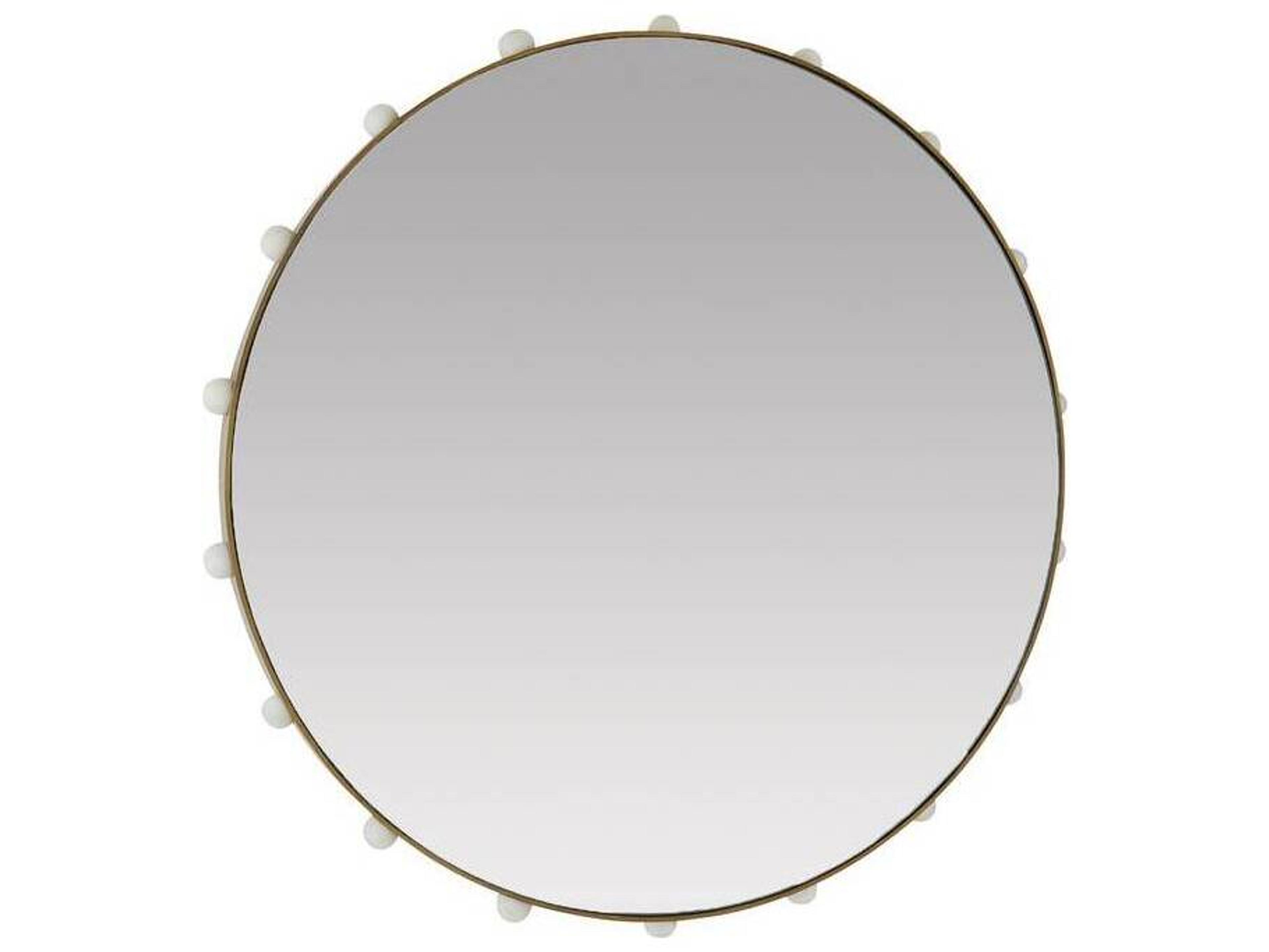 Arteriors Home Antique Brass White Wall Mirror Round