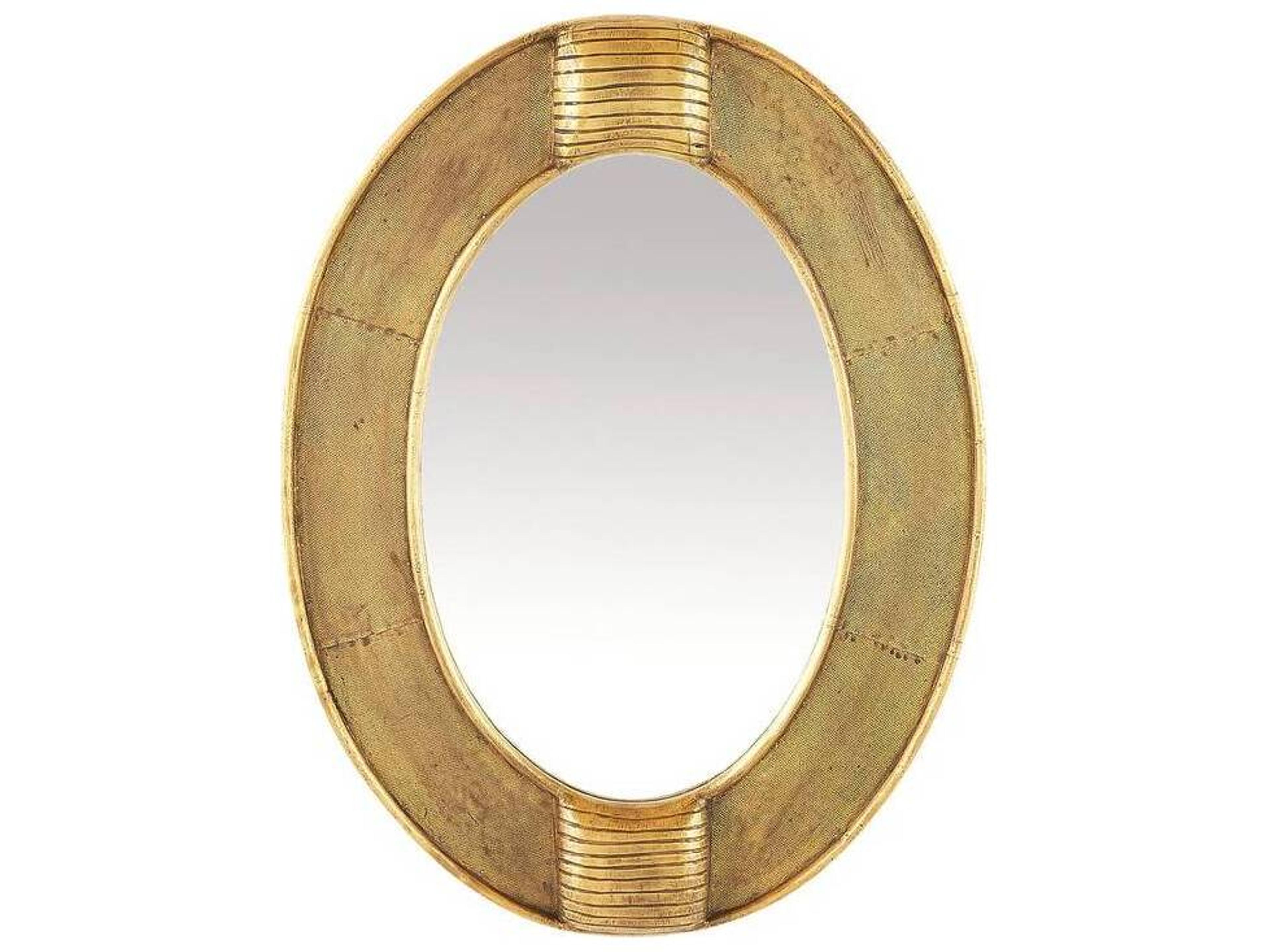 Arteriors Home Antique Brass Plain Wall Mirror Oval