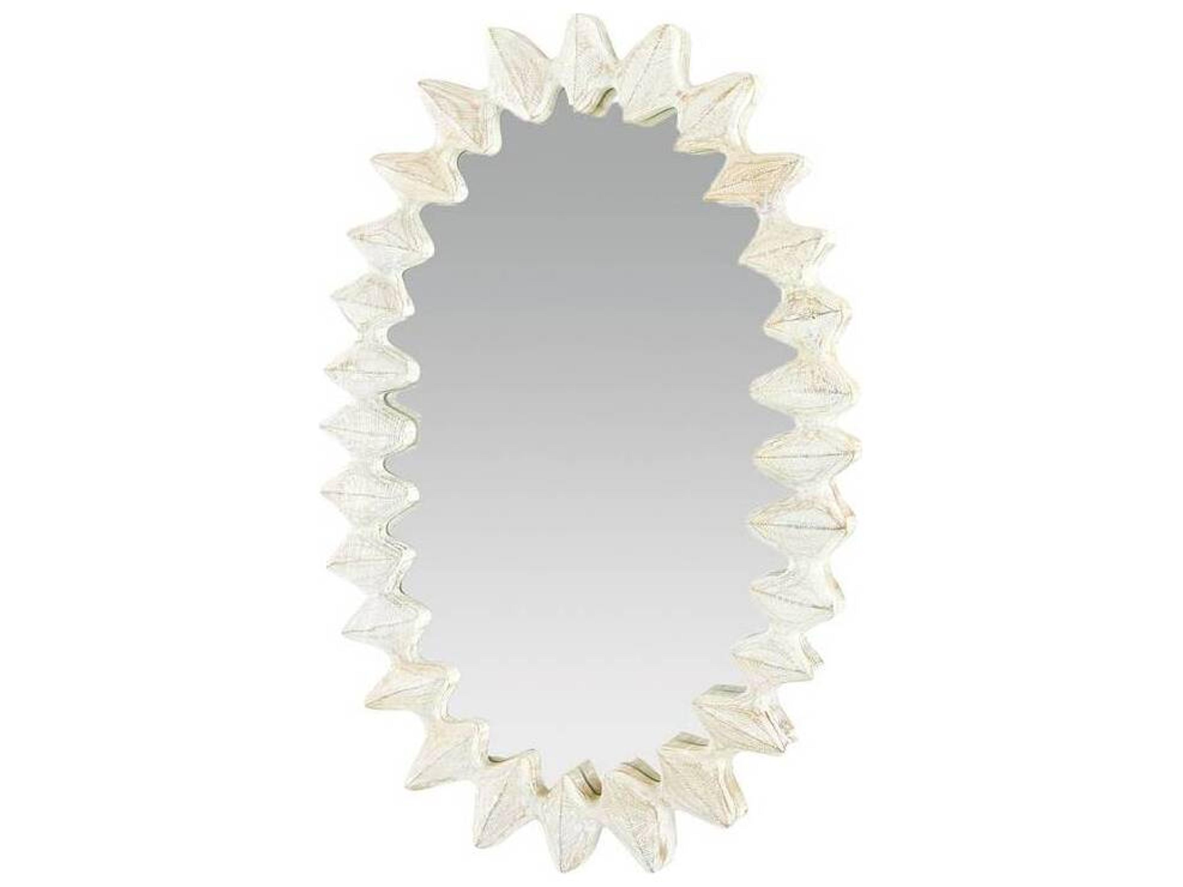 Cicada Oval Mirror in Sandblasted Whitewash
