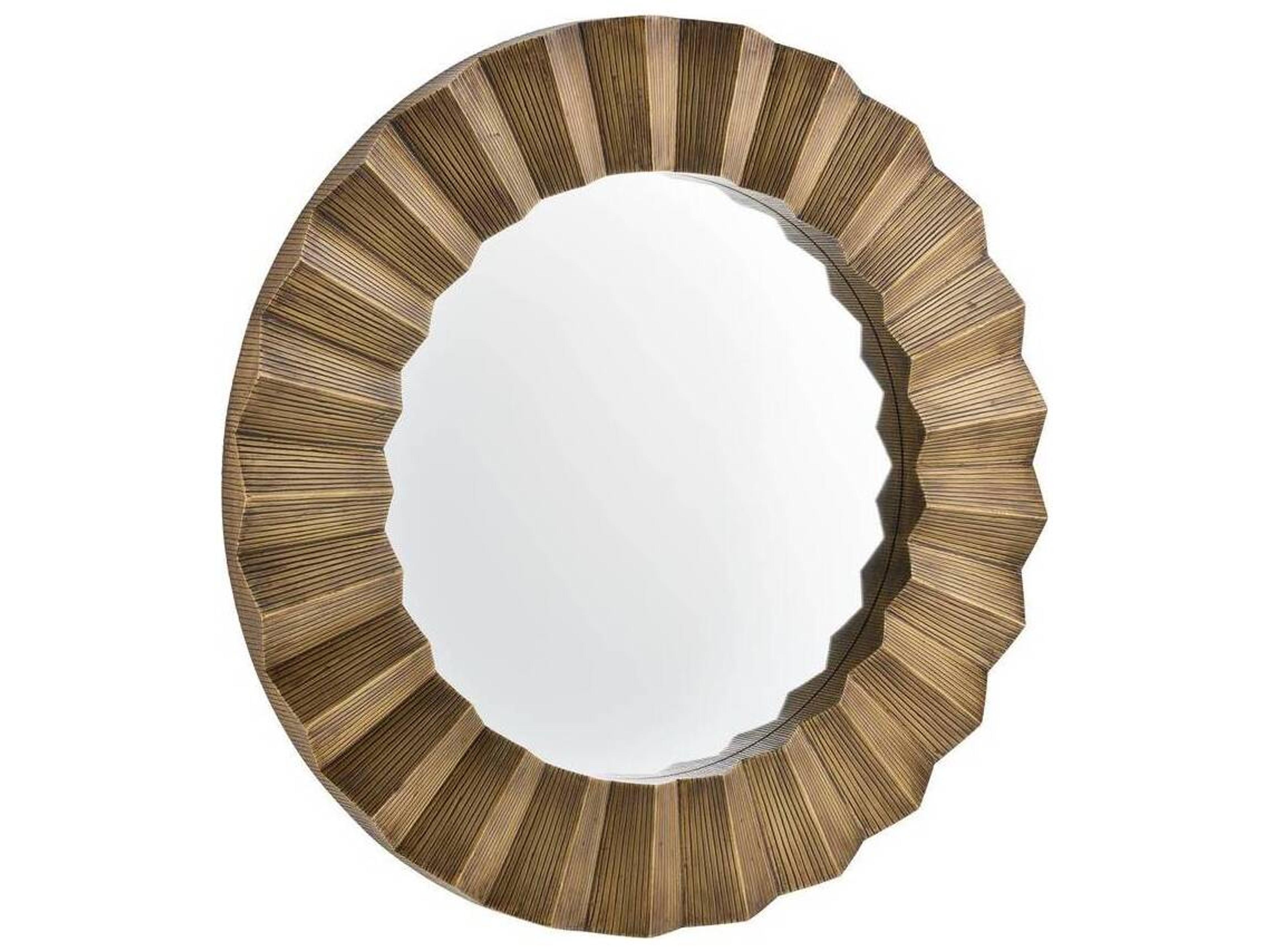 Arteriors Home Kelby Dark Antique Brass Plain Gold Round Wall Mirror