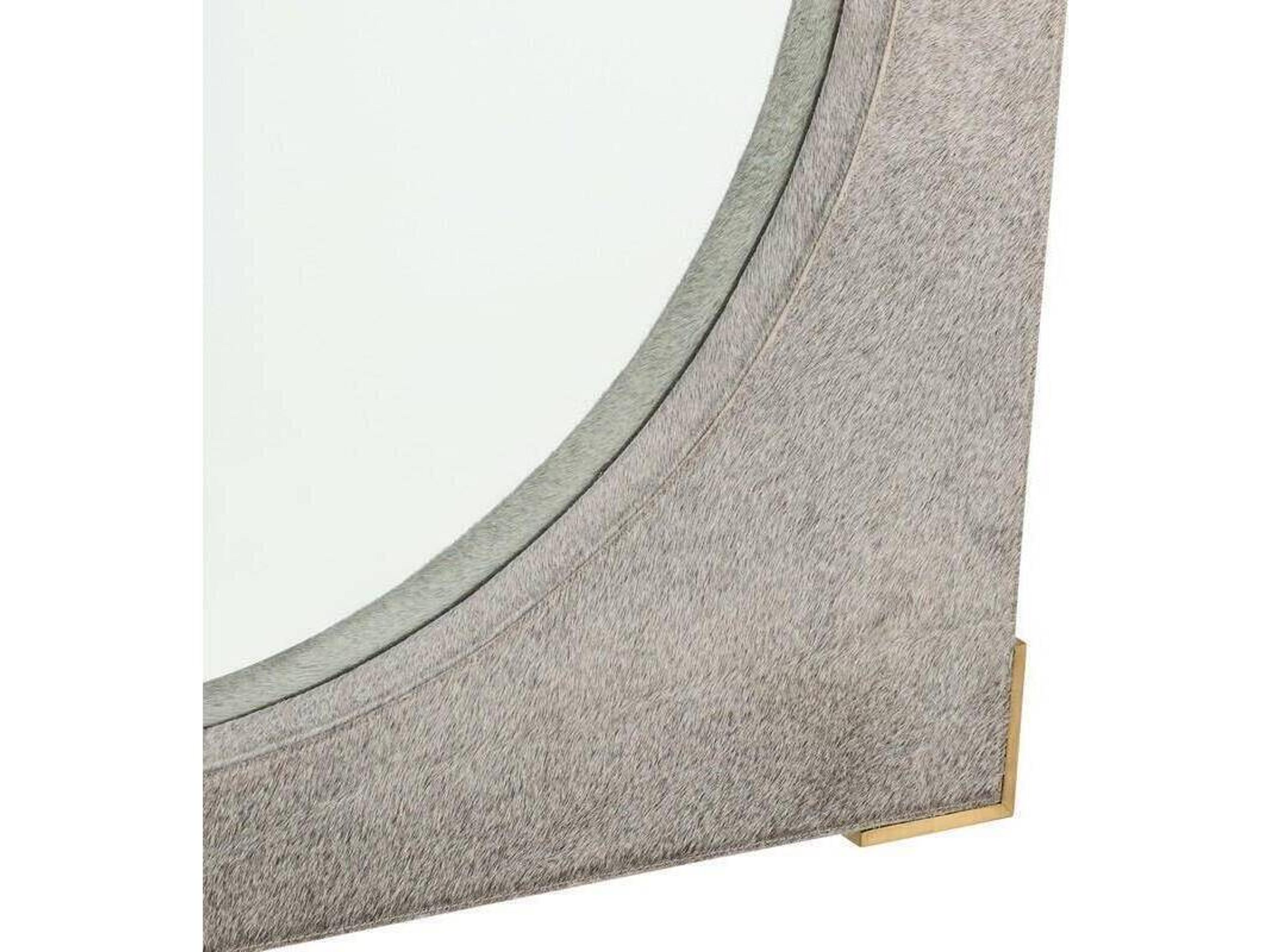 Arteriors Home Kristen Gray Antique Brass Plain Gold Round Wall Mirror