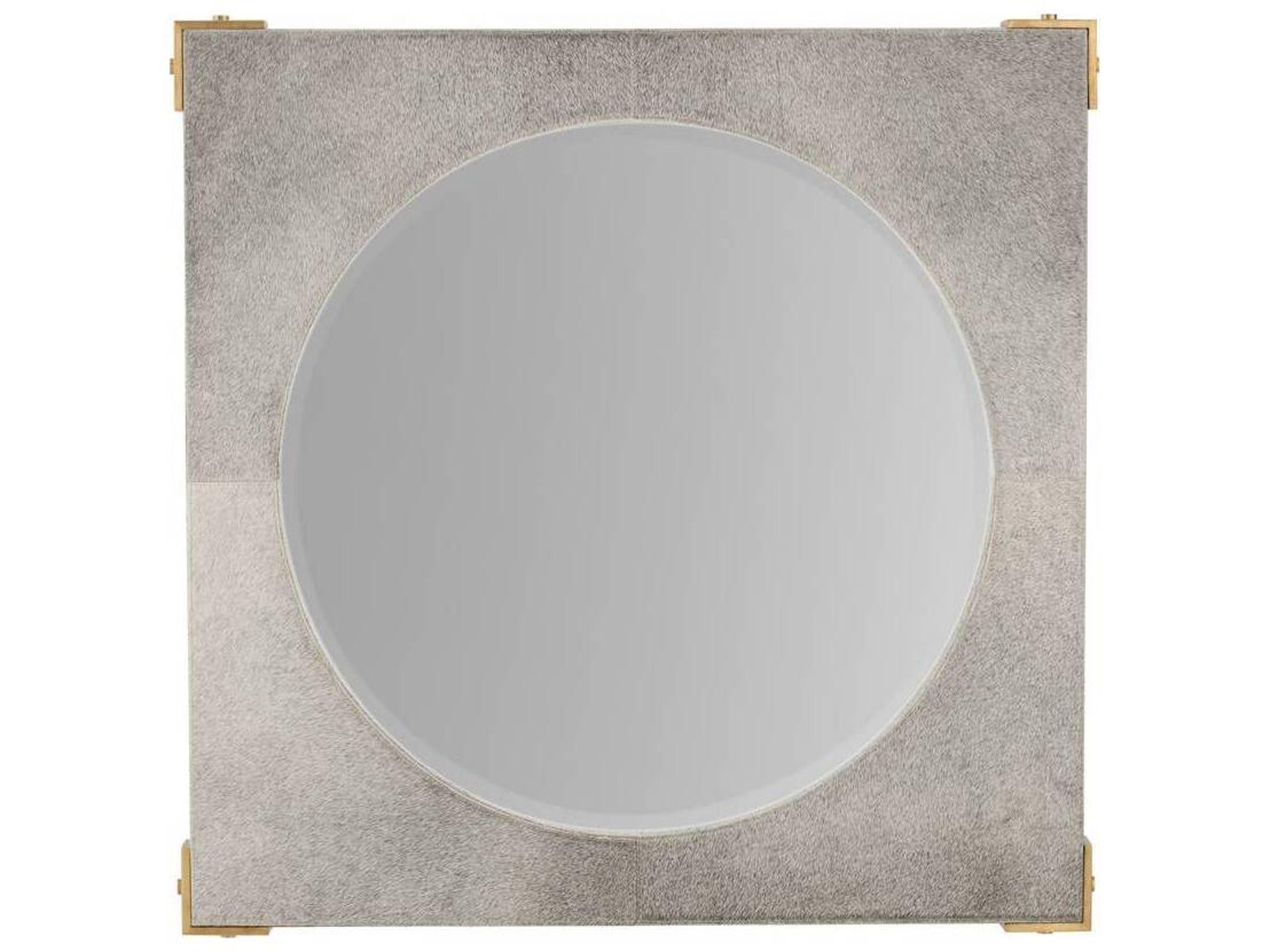 Arteriors Home Kristen Gray Antique Brass Plain Gold Round Wall Mirror