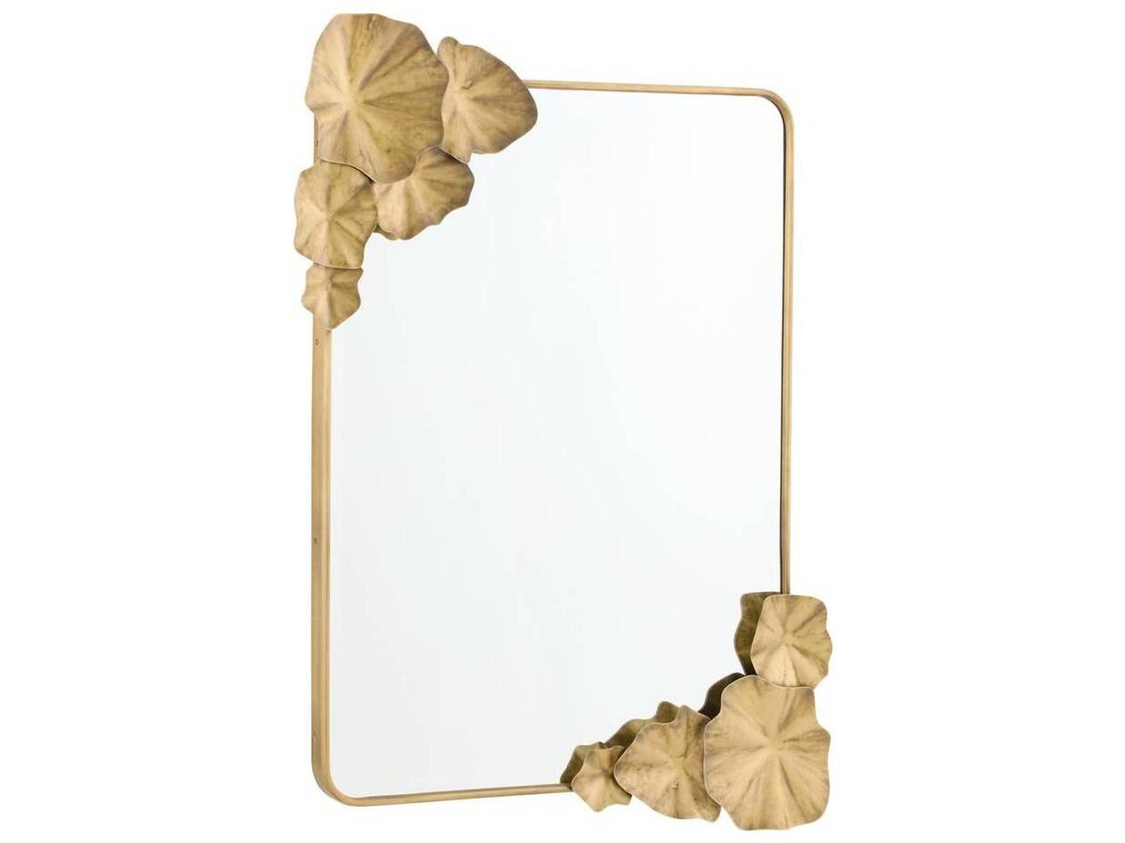 Arteriors Home Ismerie Antique Brass Plain Gold Rectangular Wall Mirror
