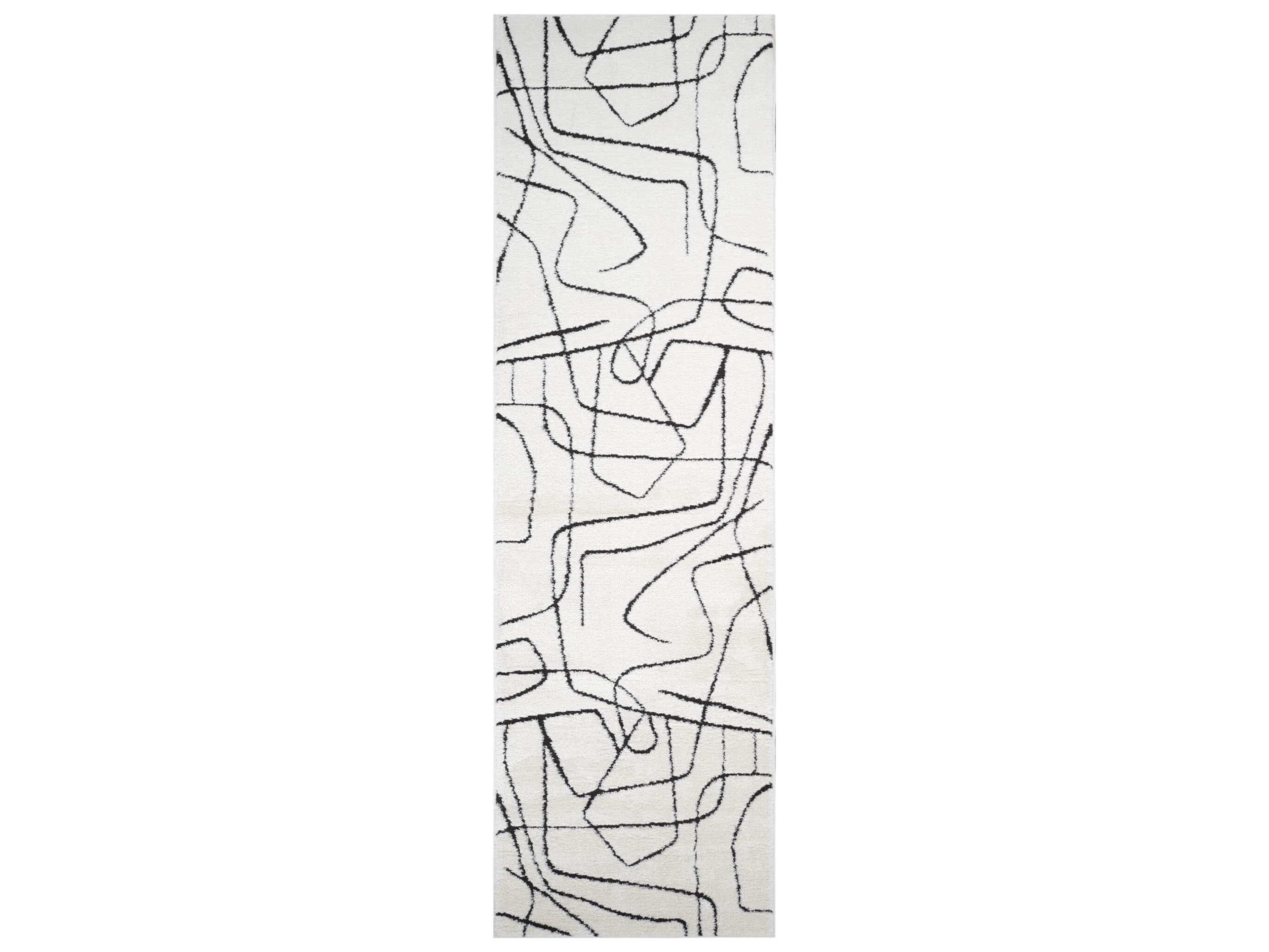 Monotone Abstract Runner Area Rug