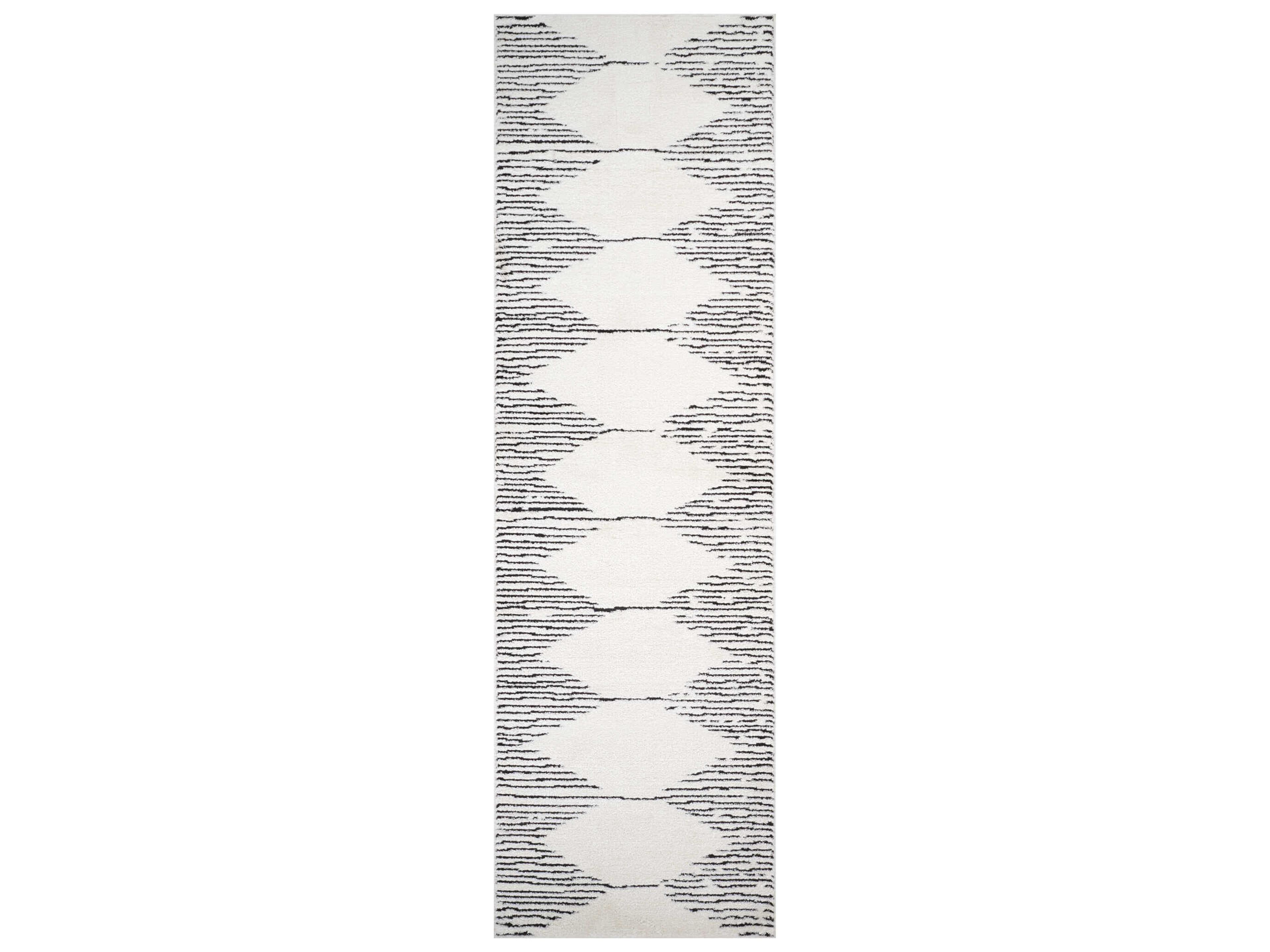 Monotone Geometric Runner Area Rug