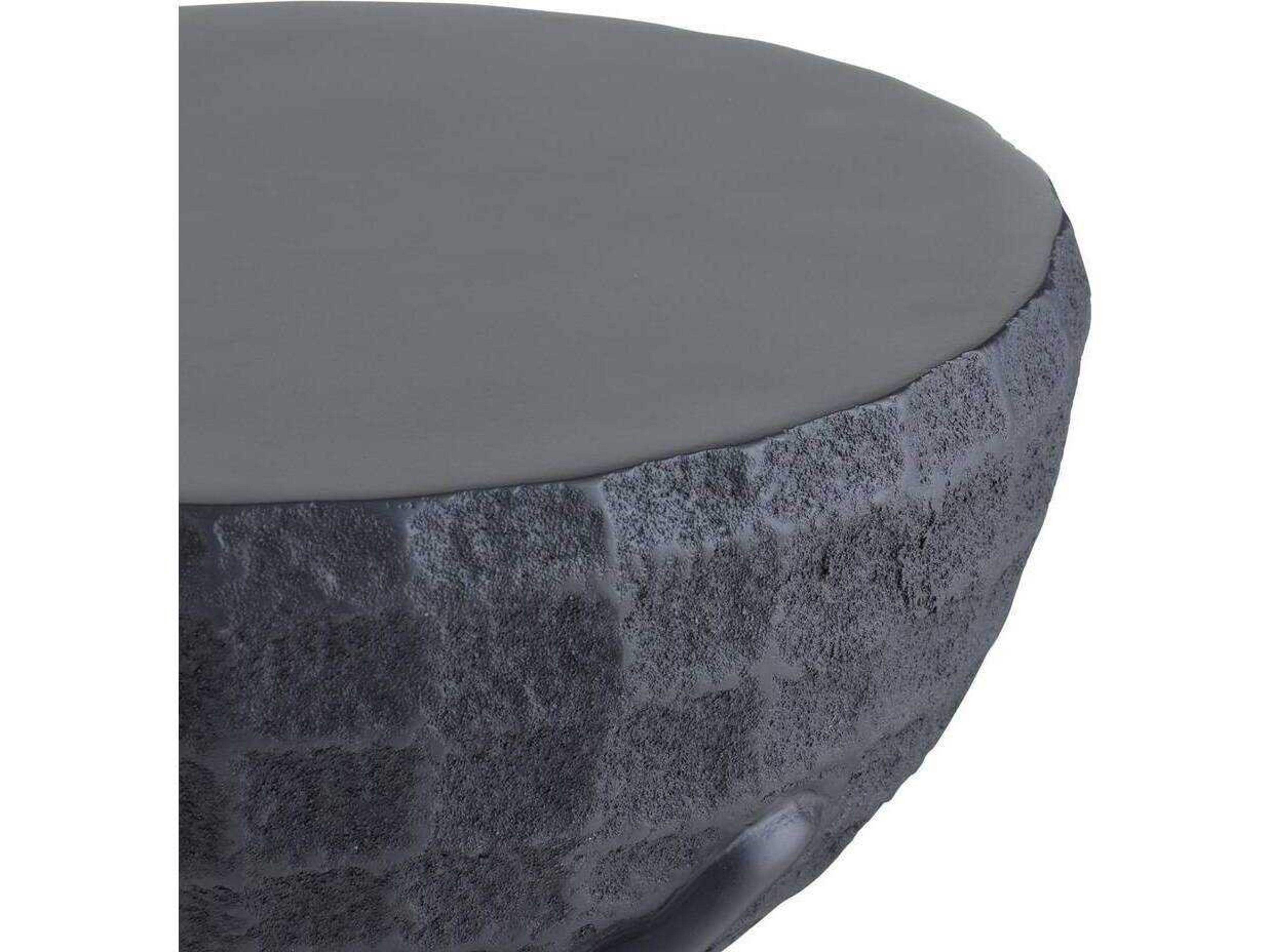 Arteriors Outdoor Black Volcanic Ash Resin Round End Table