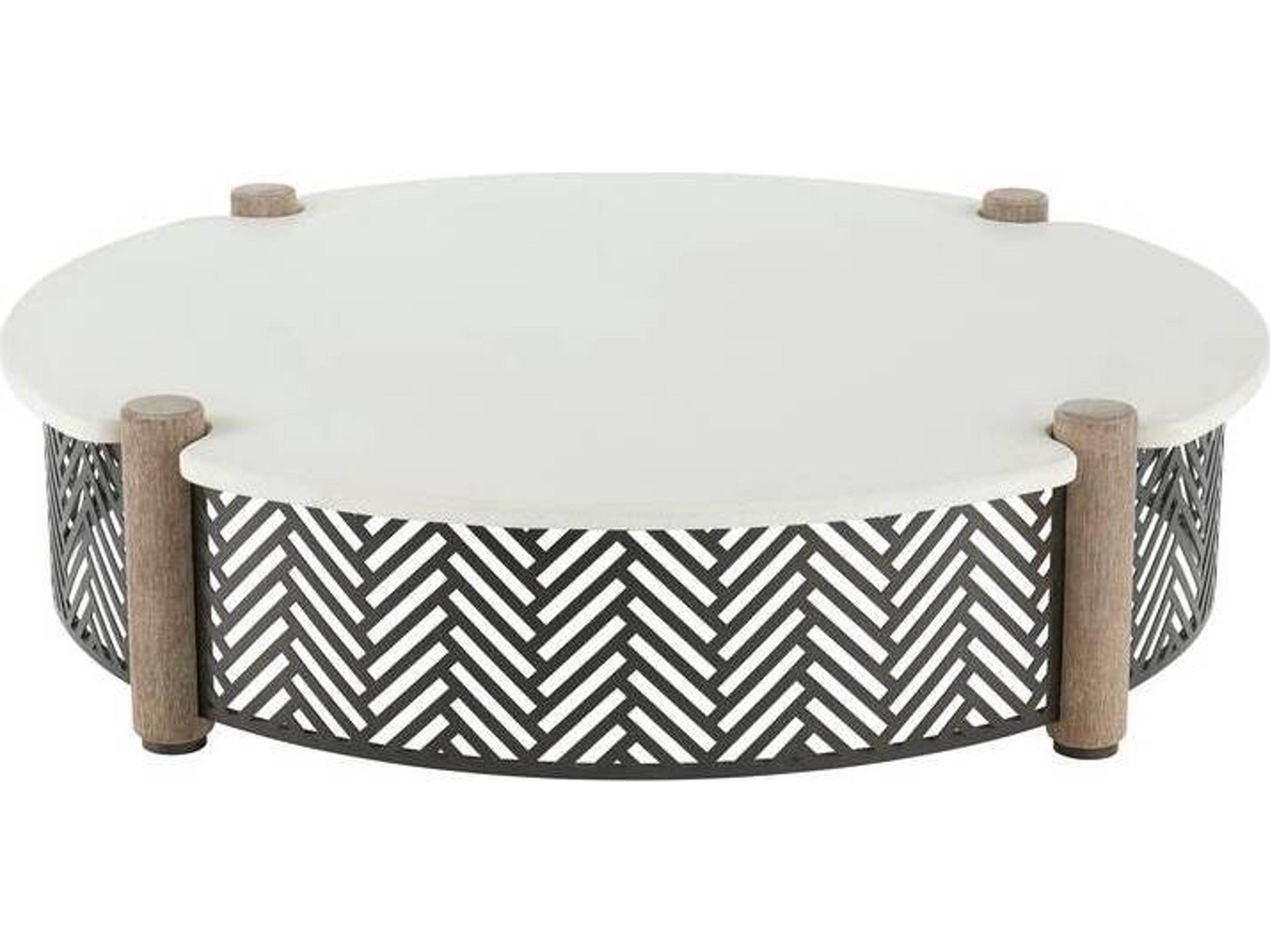 Arteriors Outdoor Emoto White Aged Bronze Concrete Round Coffee Table