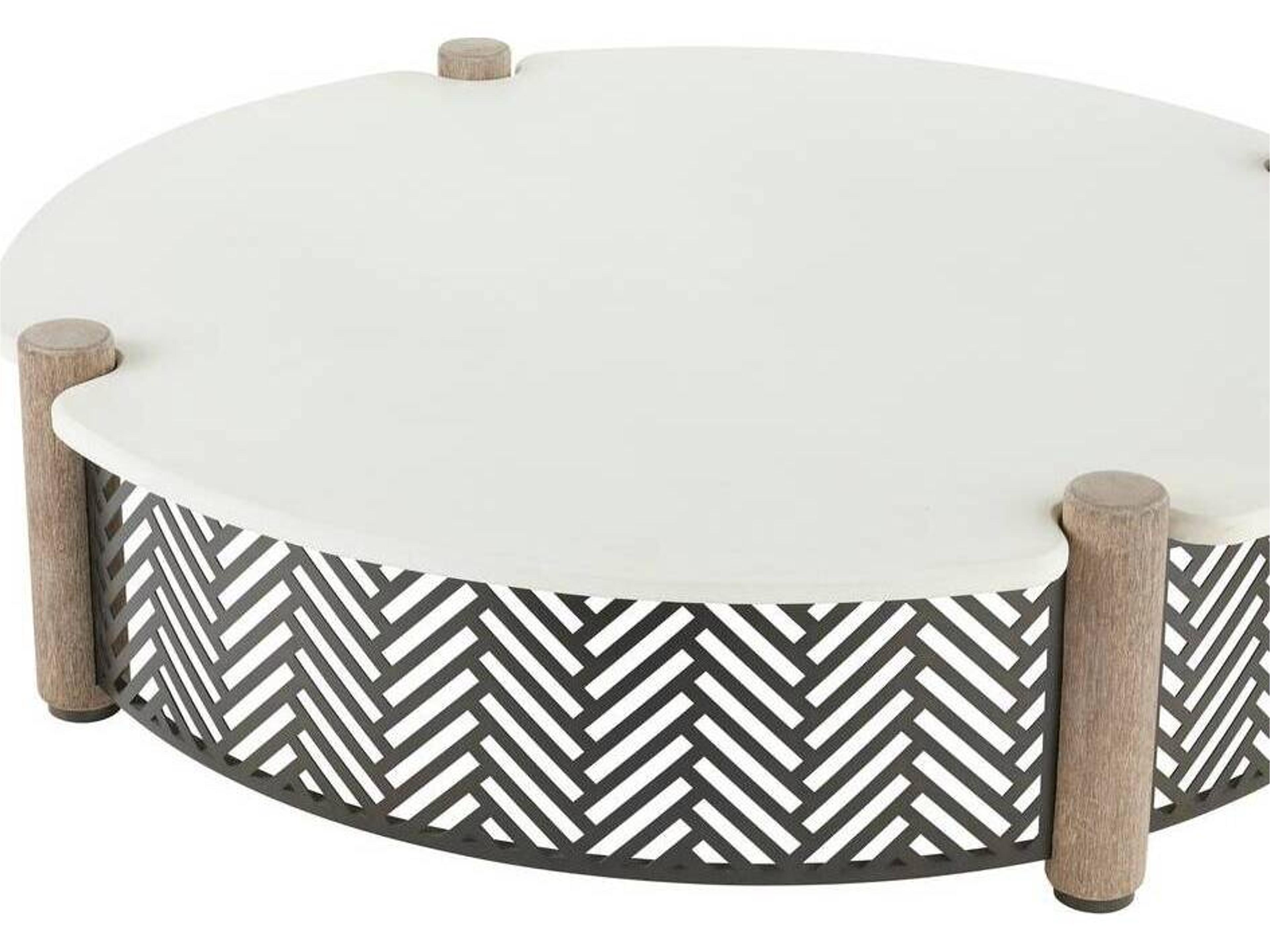 Arteriors Outdoor Emoto White Aged Bronze Concrete Round Coffee Table