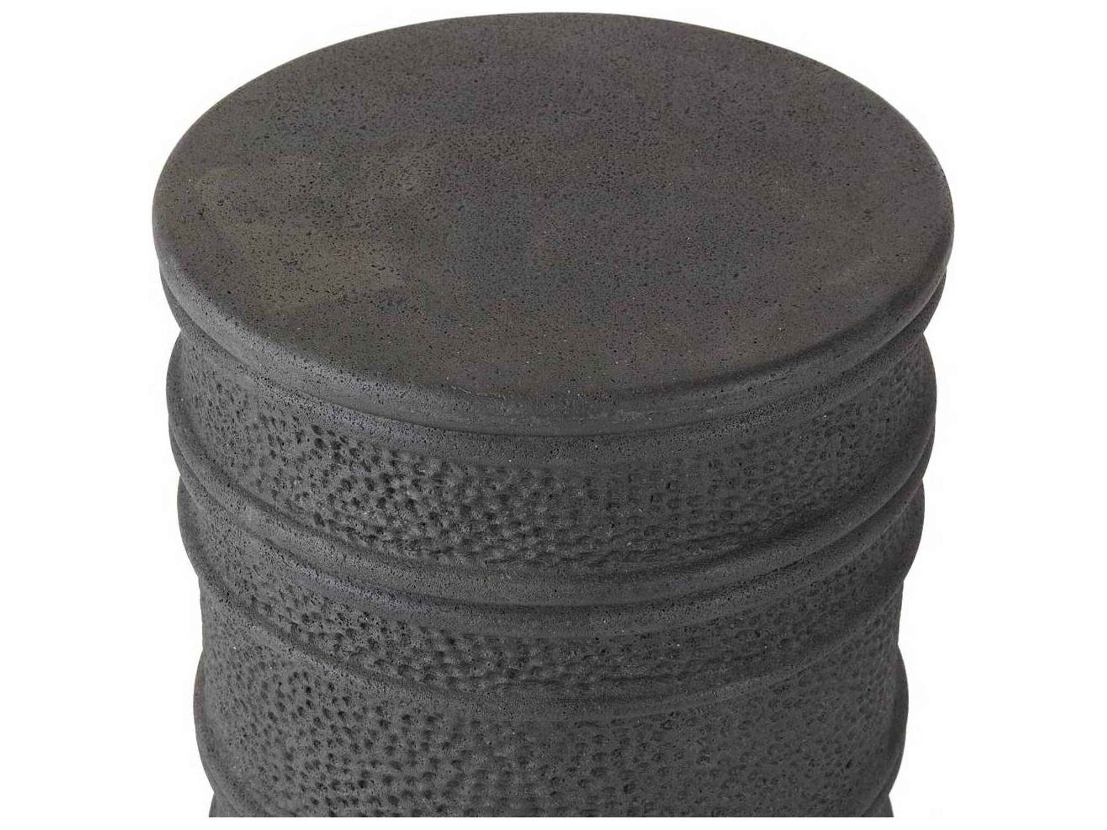 Arteriors Outdoor Dermot Black Concrete Round End Table