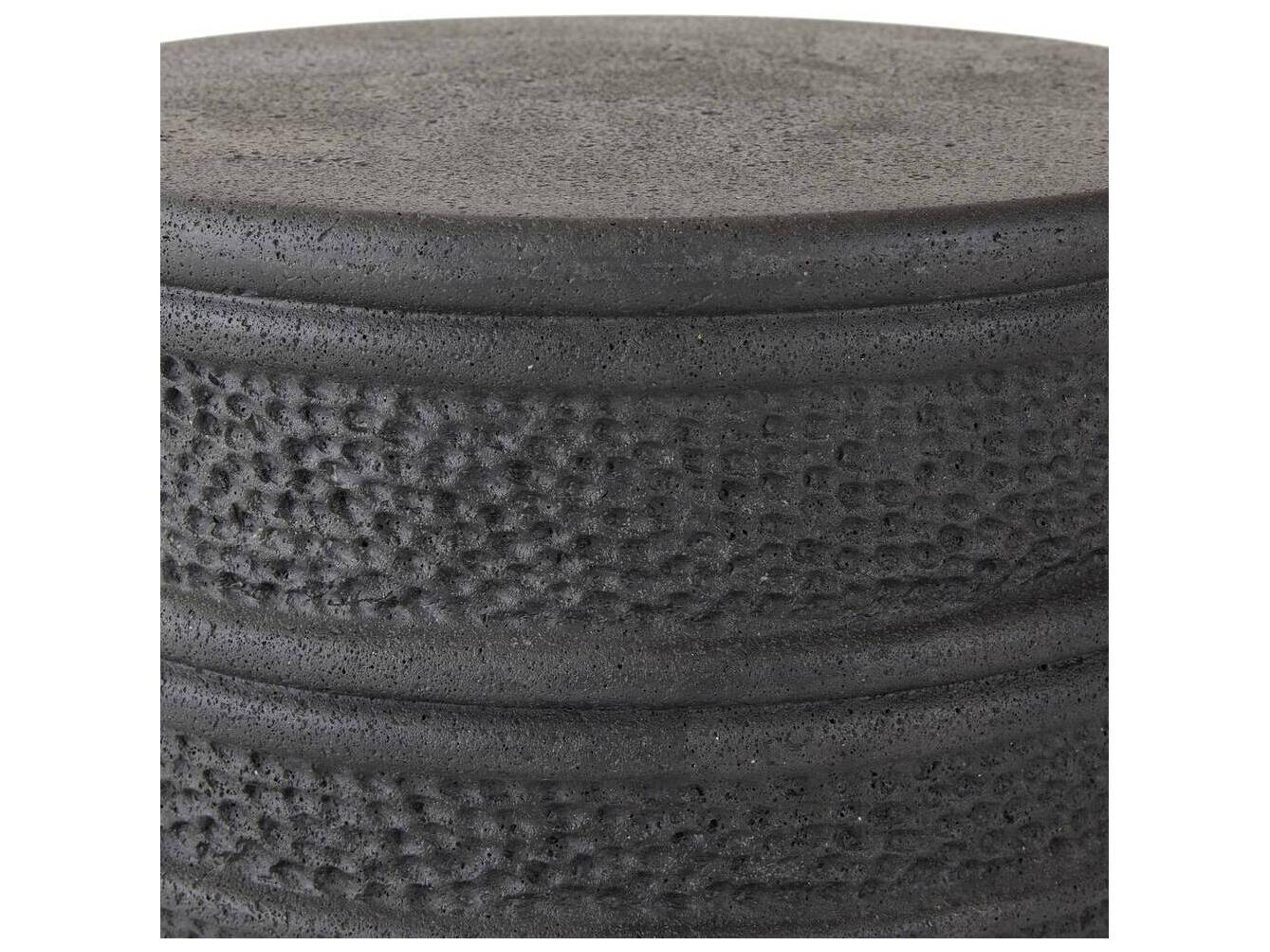 Arteriors Outdoor Dermot Black Concrete Round End Table