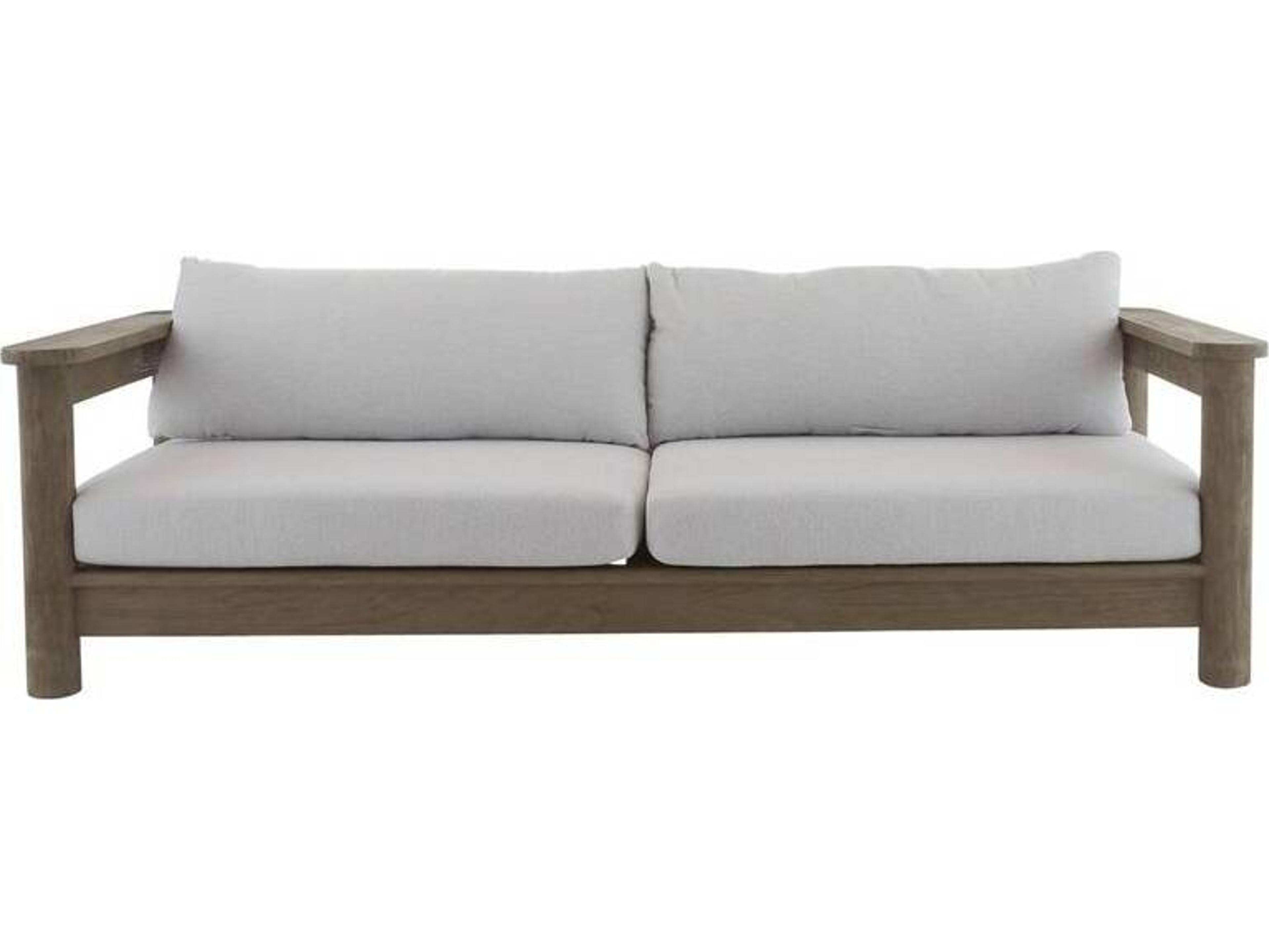 Arteriors Outdoor Caldwell Porpoise Weathered Teak Cushion Sofa