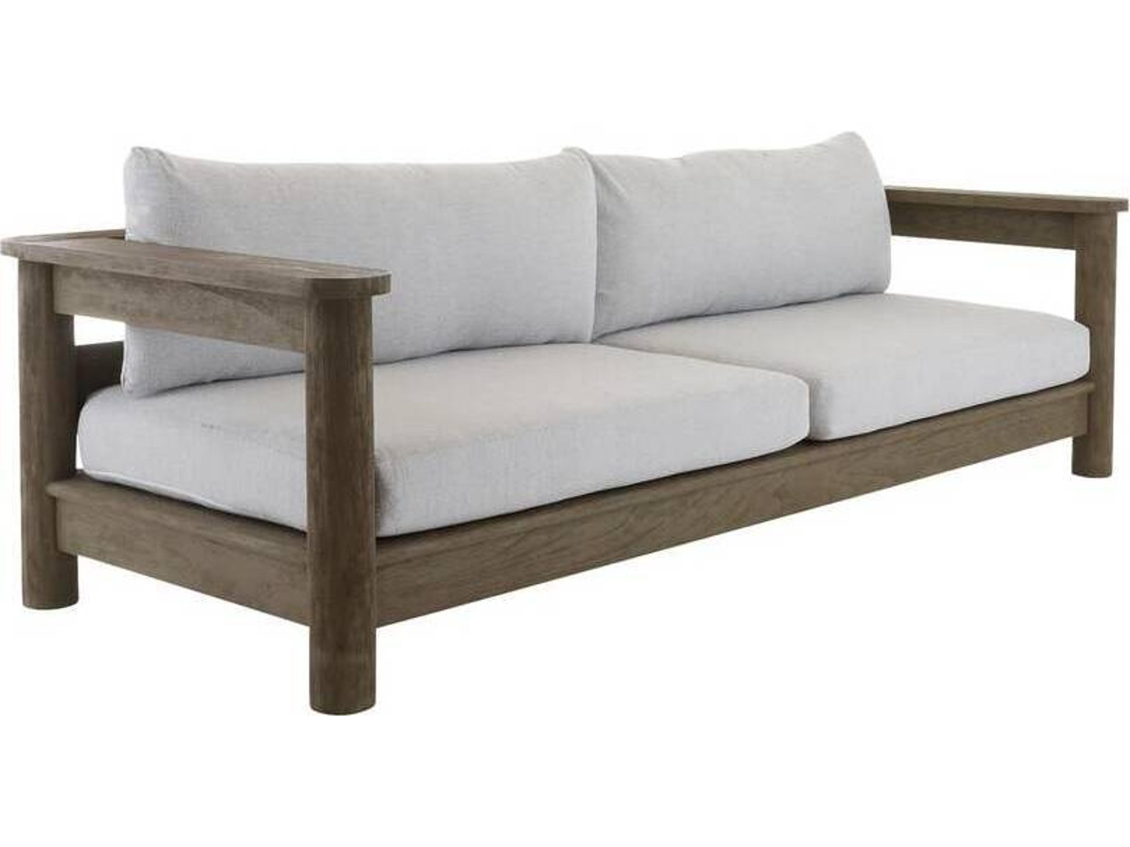 Arteriors Outdoor Caldwell Porpoise Weathered Teak Cushion Sofa