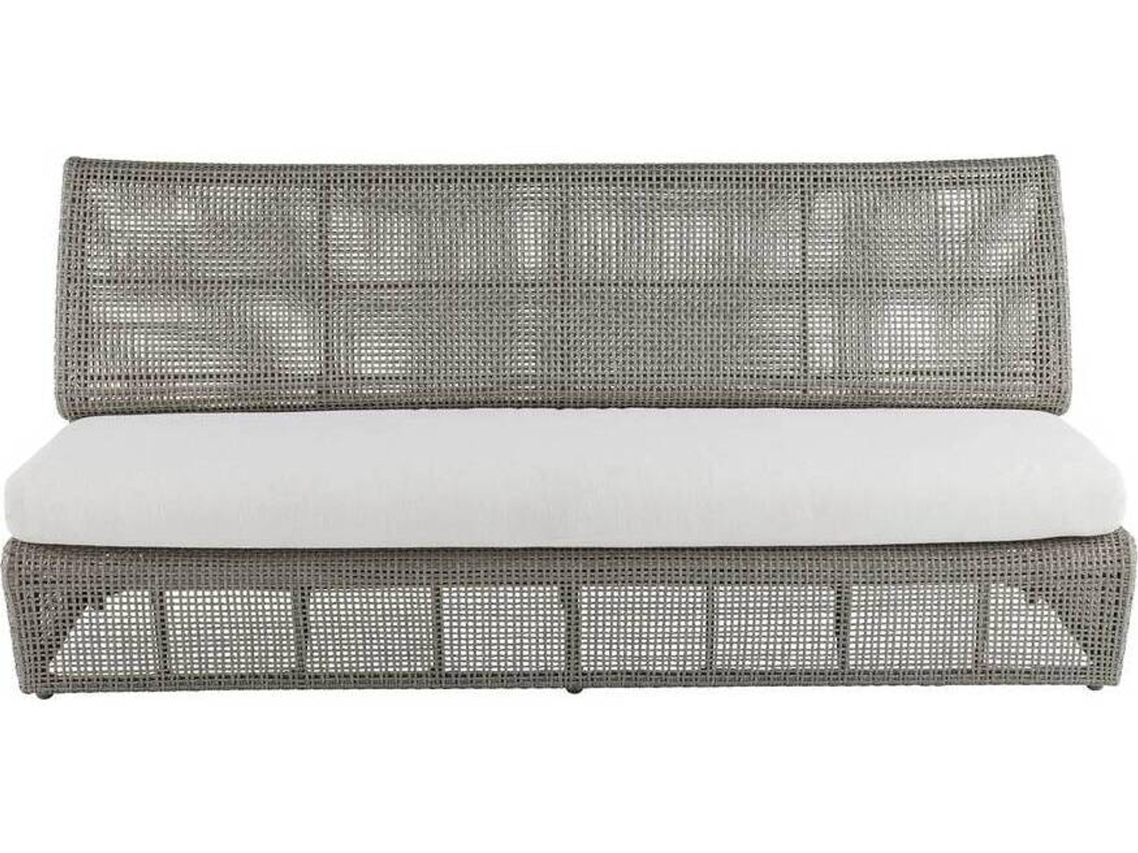 Arteriors Outdoor Dupont Pearl Weathered Gray Wicker Cushion Sofa