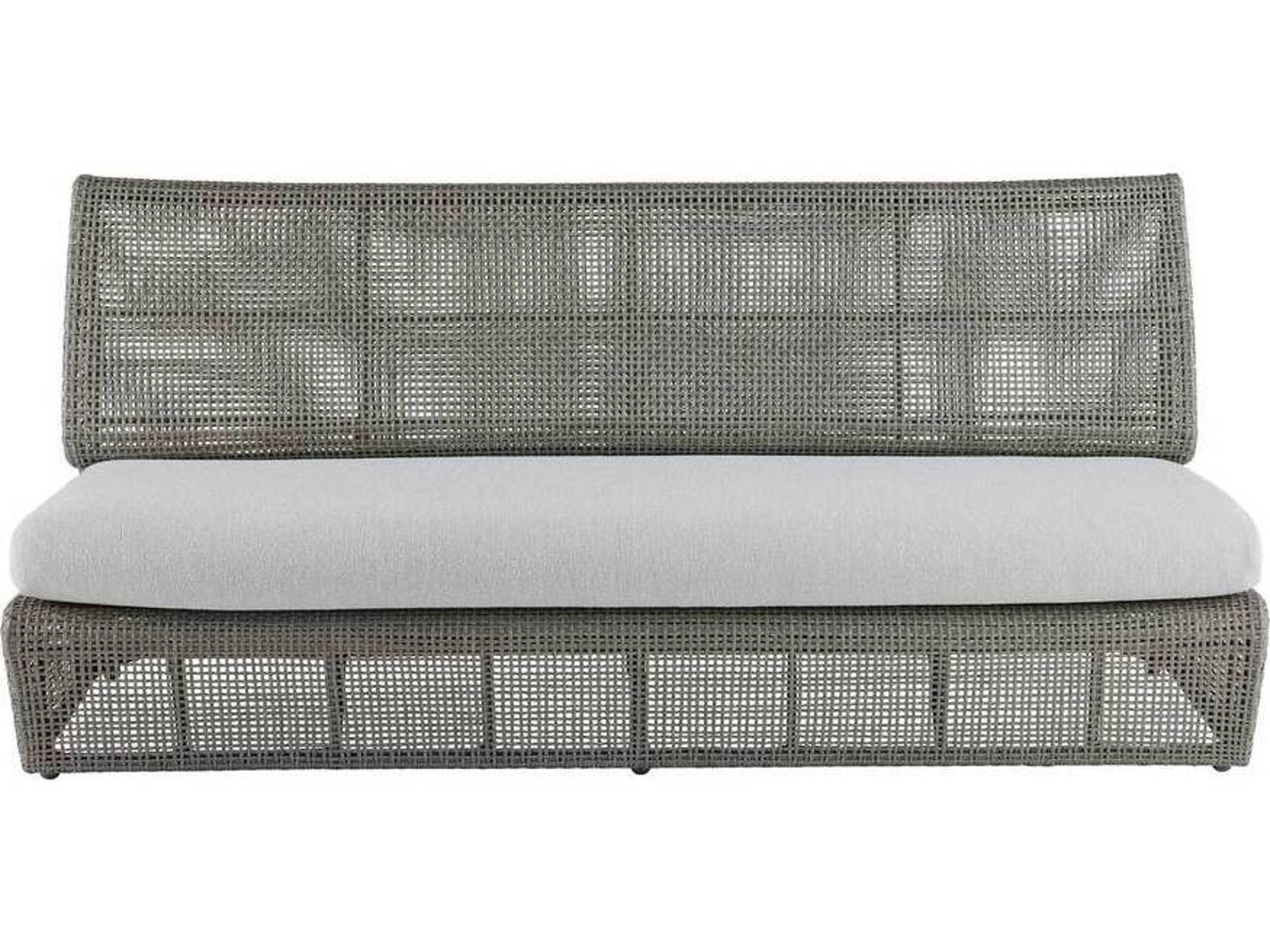 Arteriors Outdoor Dupont Porpoise Weathered Gray Wicker Cushion Sofa