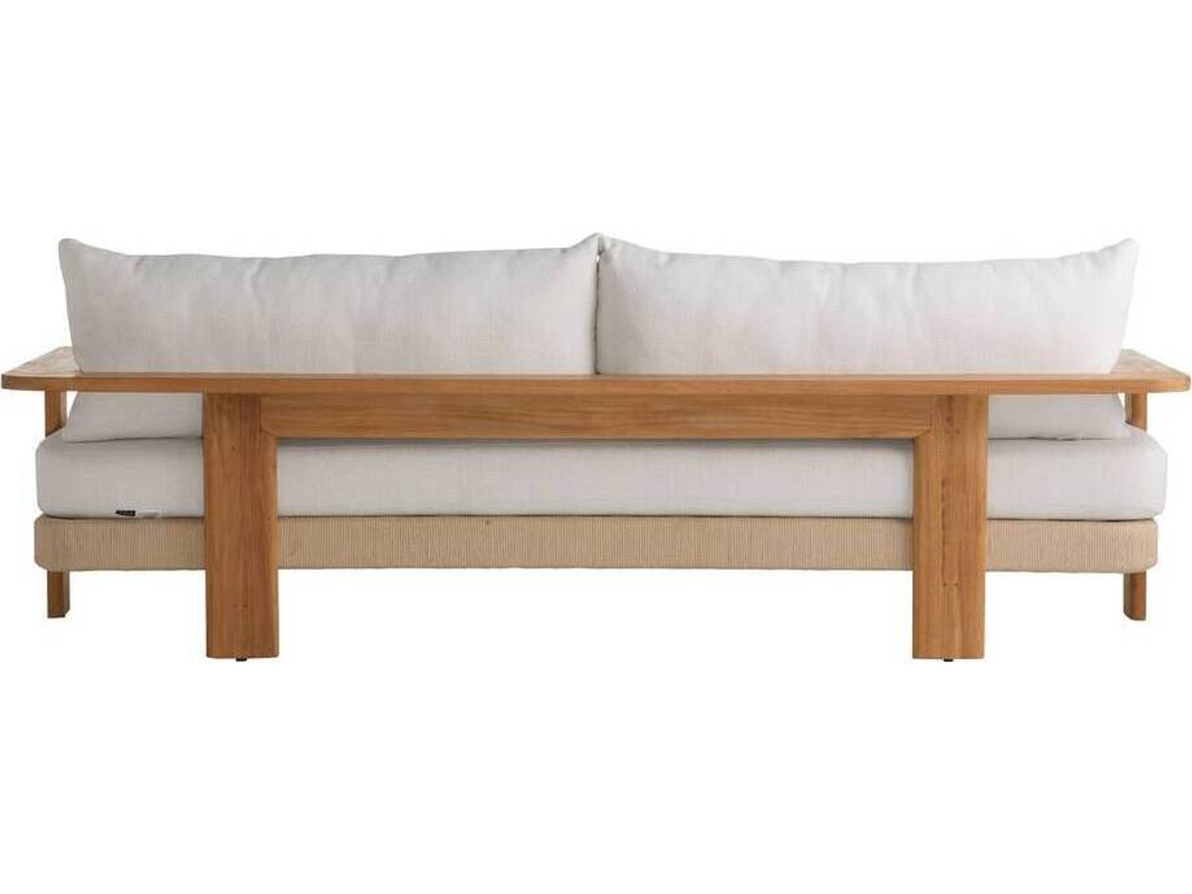 Arteriors Outdoor Halston Pearl Natural Teak Cushion Sofa