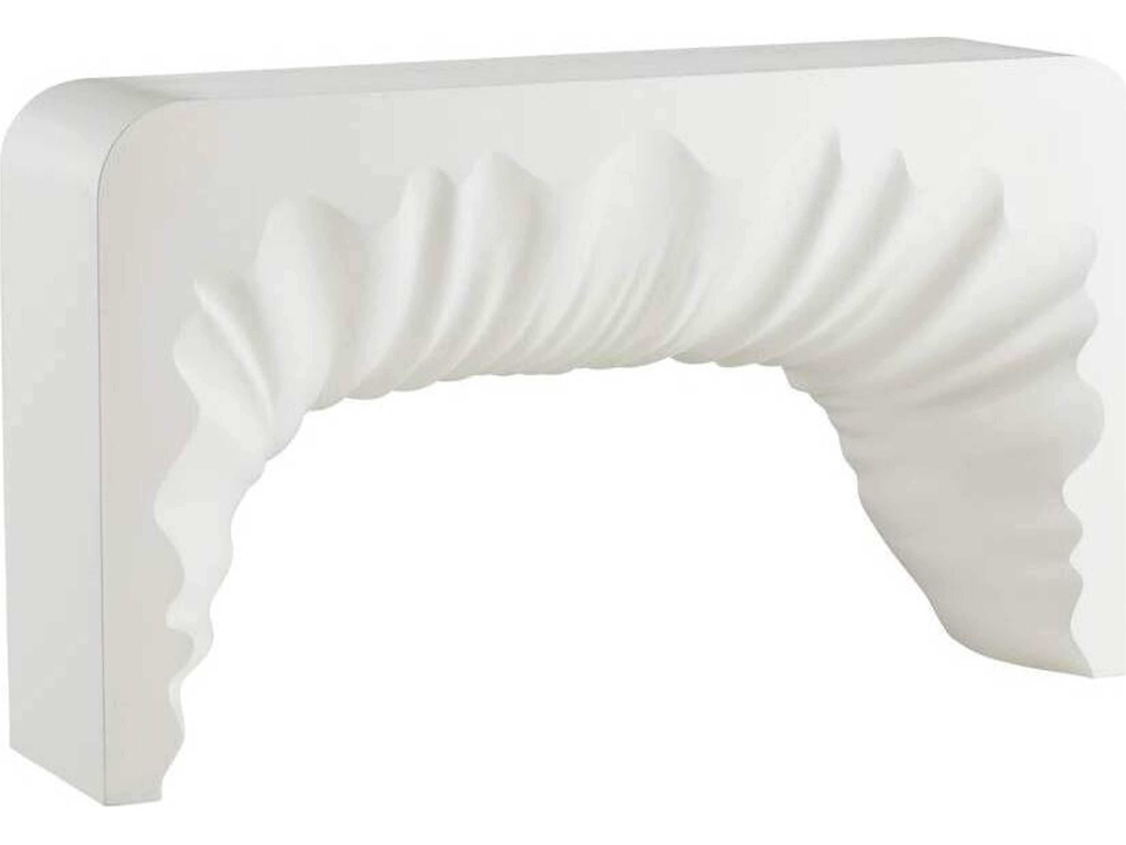 Farely Console Table Ivory Concrete Composite