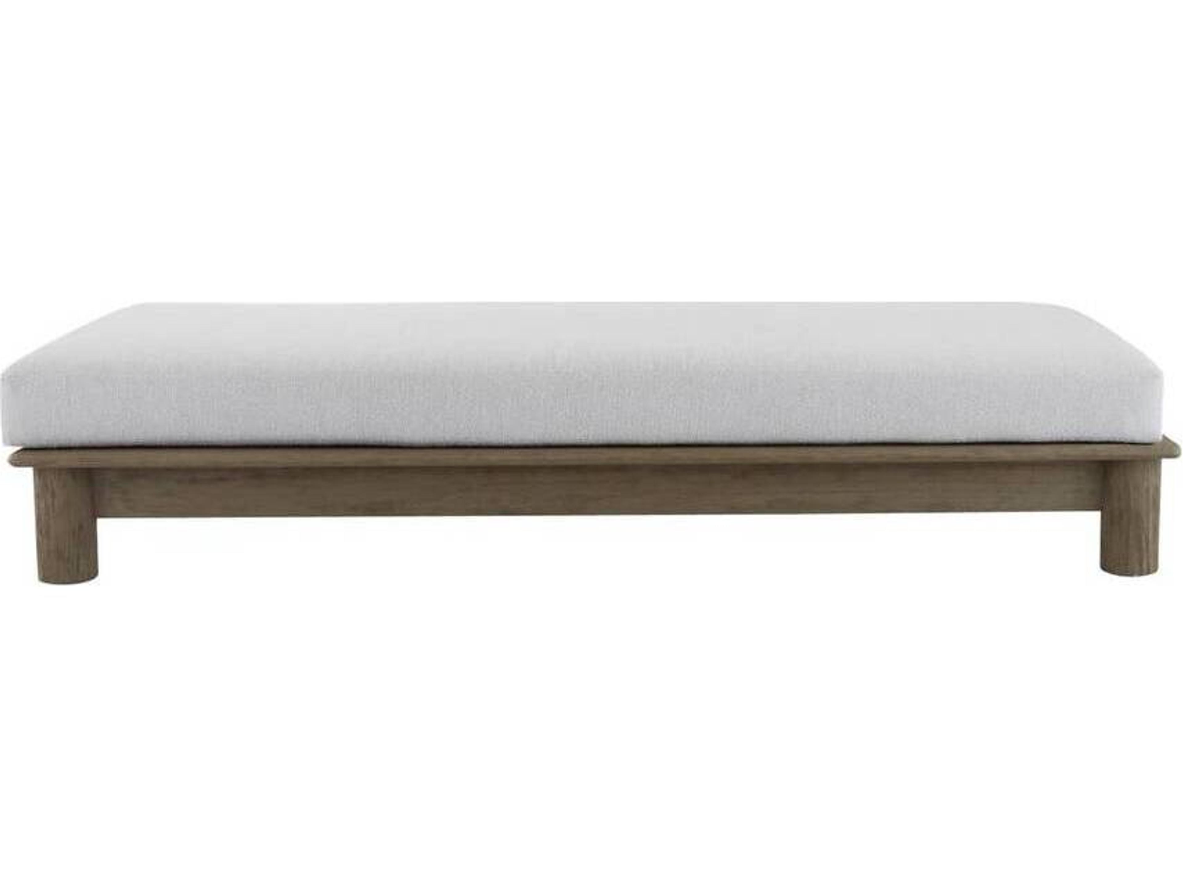 Arteriors Outdoor Caldwell Porpoise Weathered Teak Cushion Ottoman