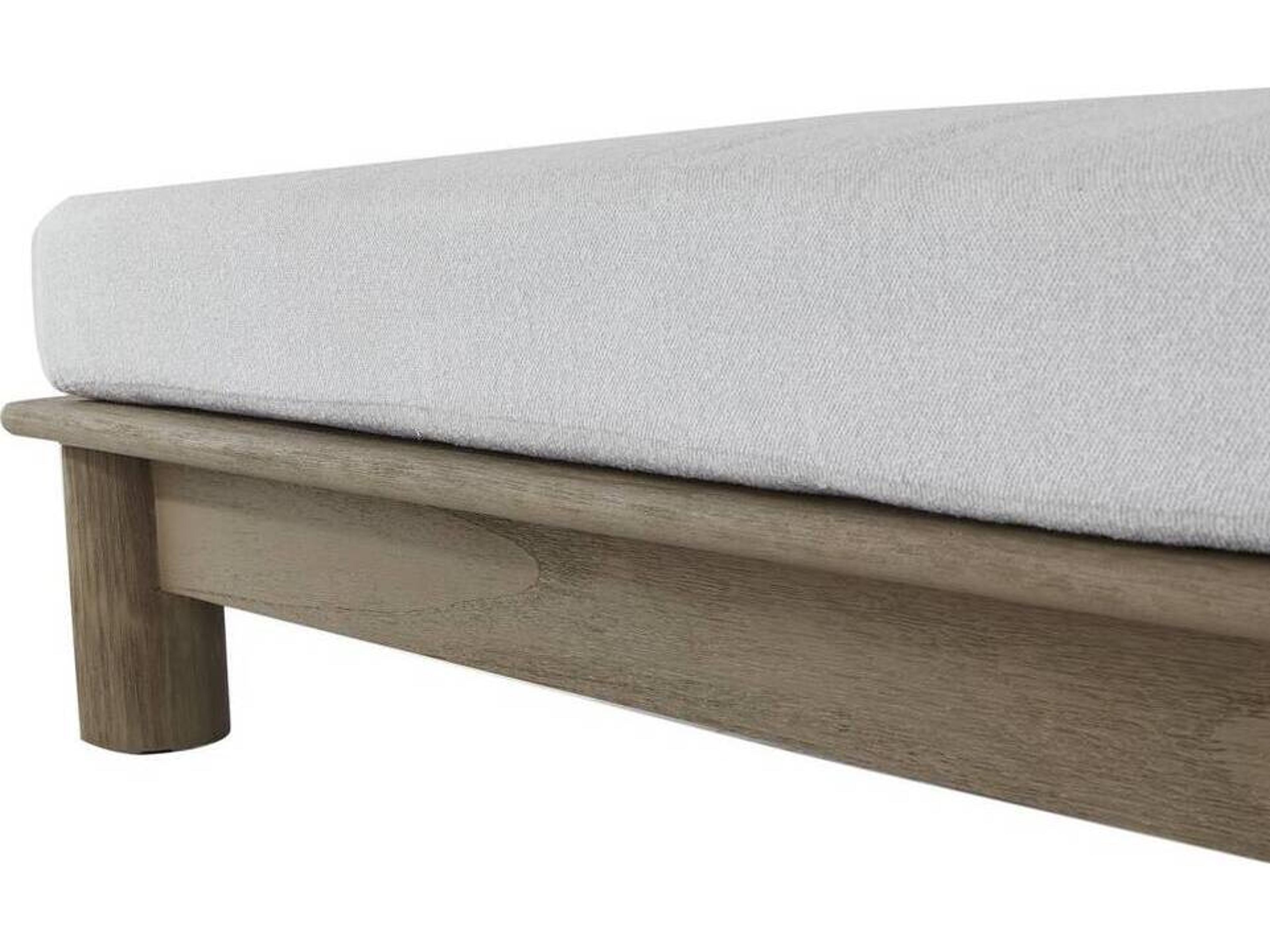 Arteriors Outdoor Caldwell Porpoise Weathered Teak Cushion Ottoman