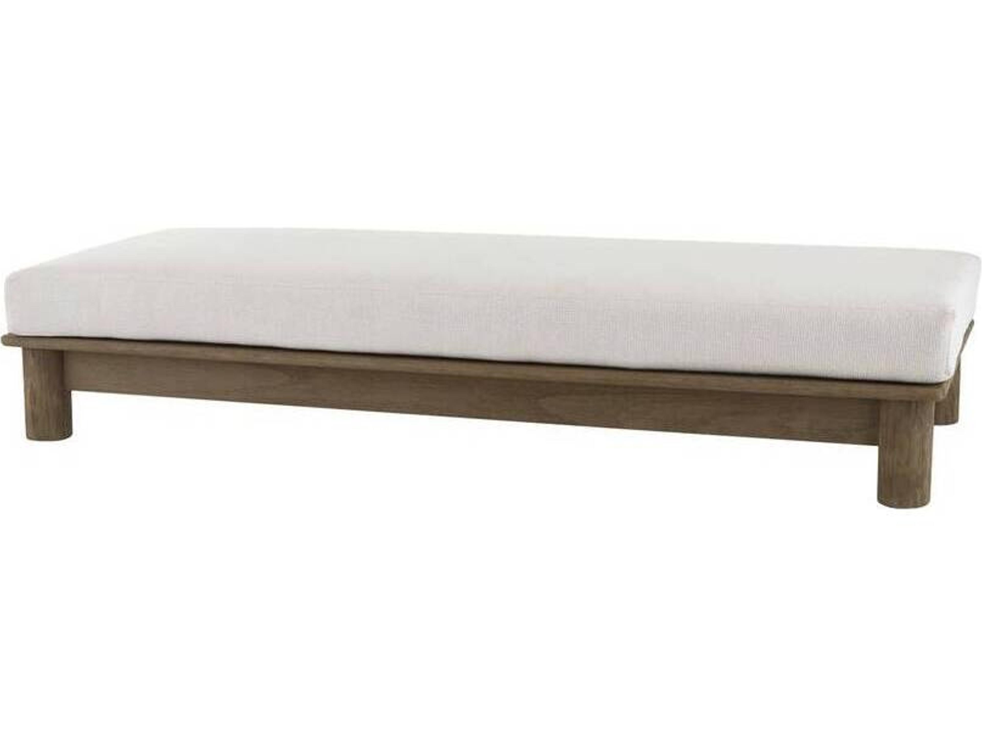 Arteriors Outdoor Caldwell Shale Weathered Teak Cushion Ottoman