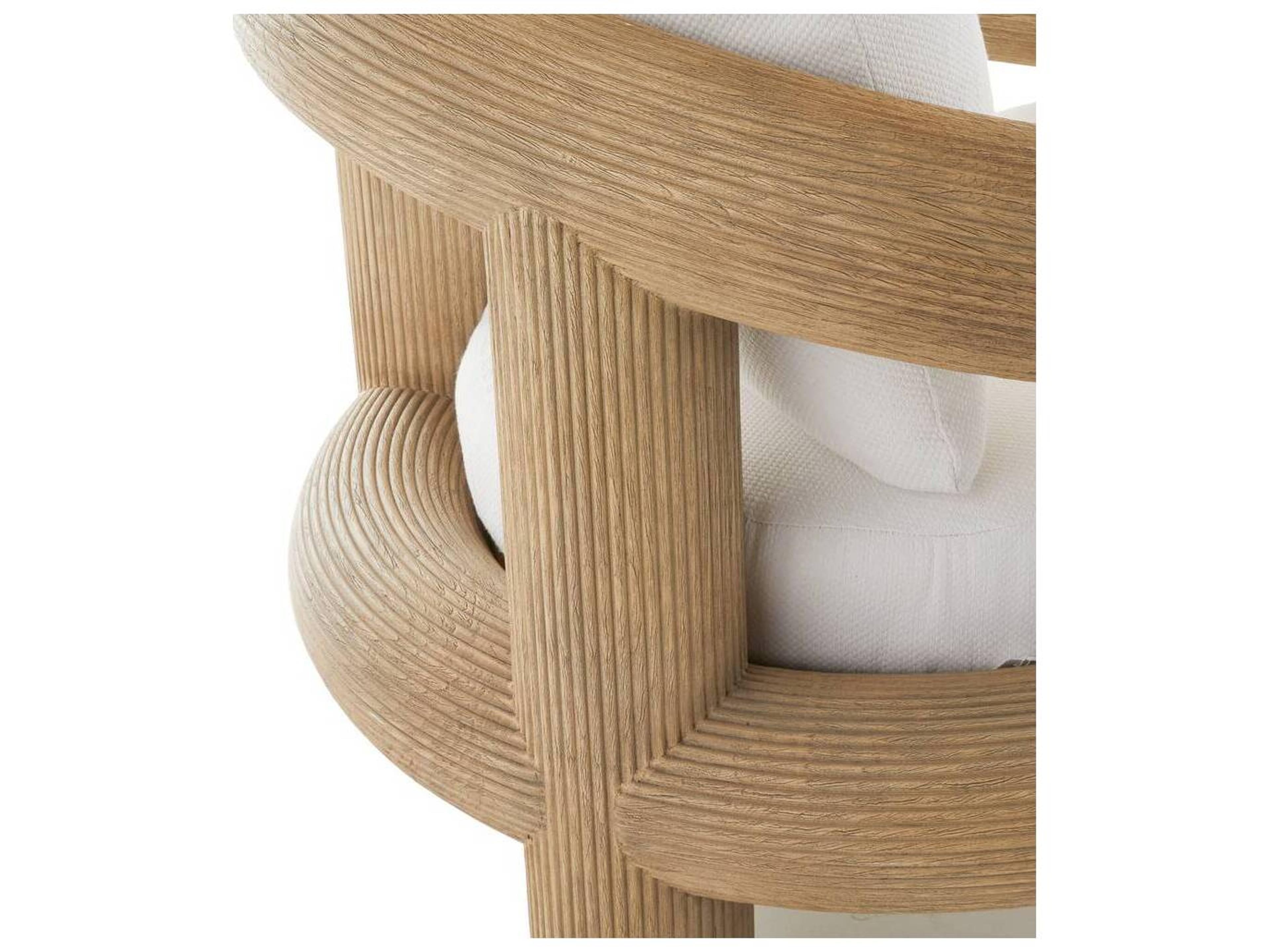 Arteriors Outdoor Easley Beluga Honey Teak Cushion Lounge Chair