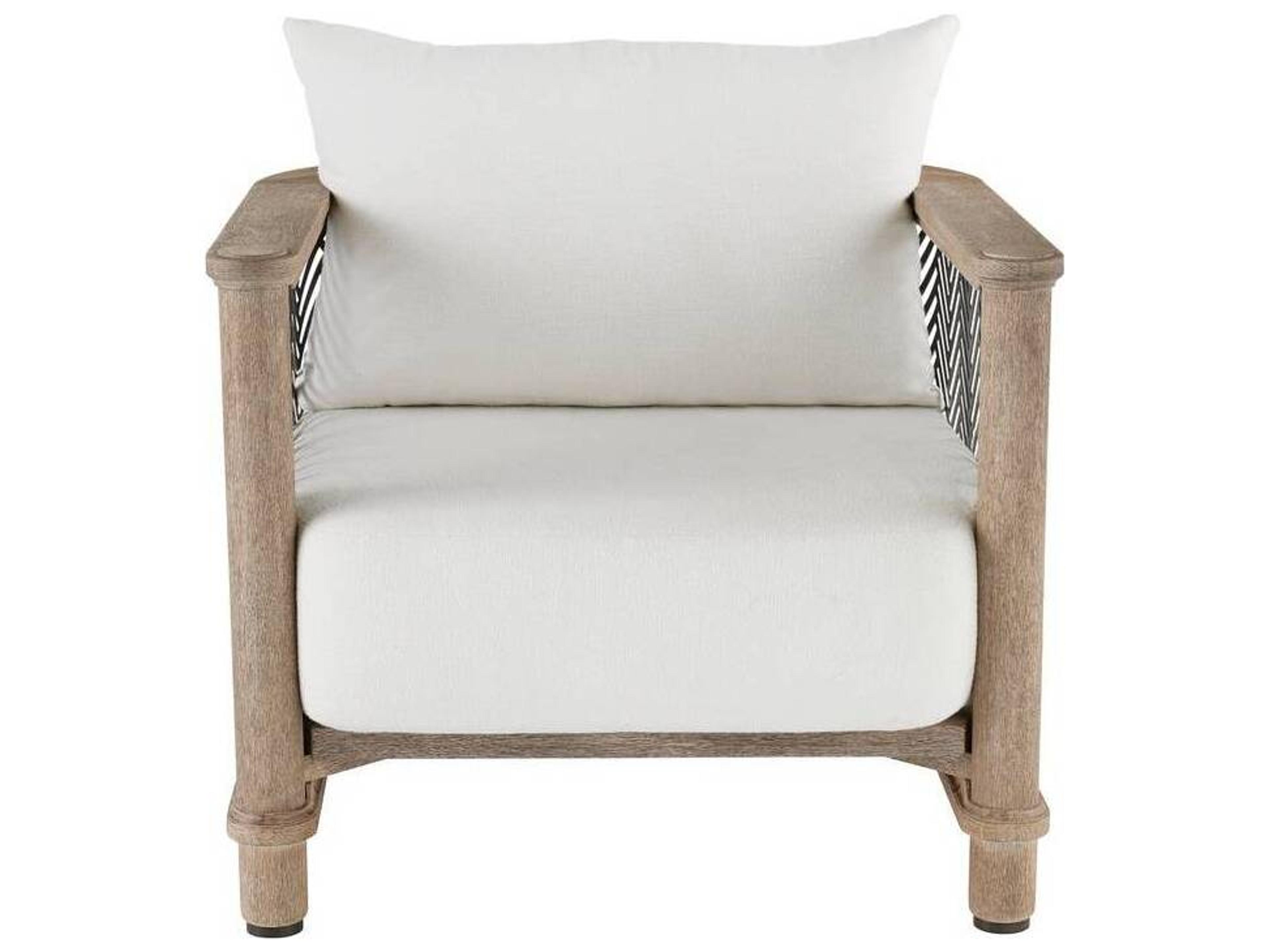 Arteriors Outdoor Emoto Pearl Aged Bronze Teak Cushion Lounge Chair