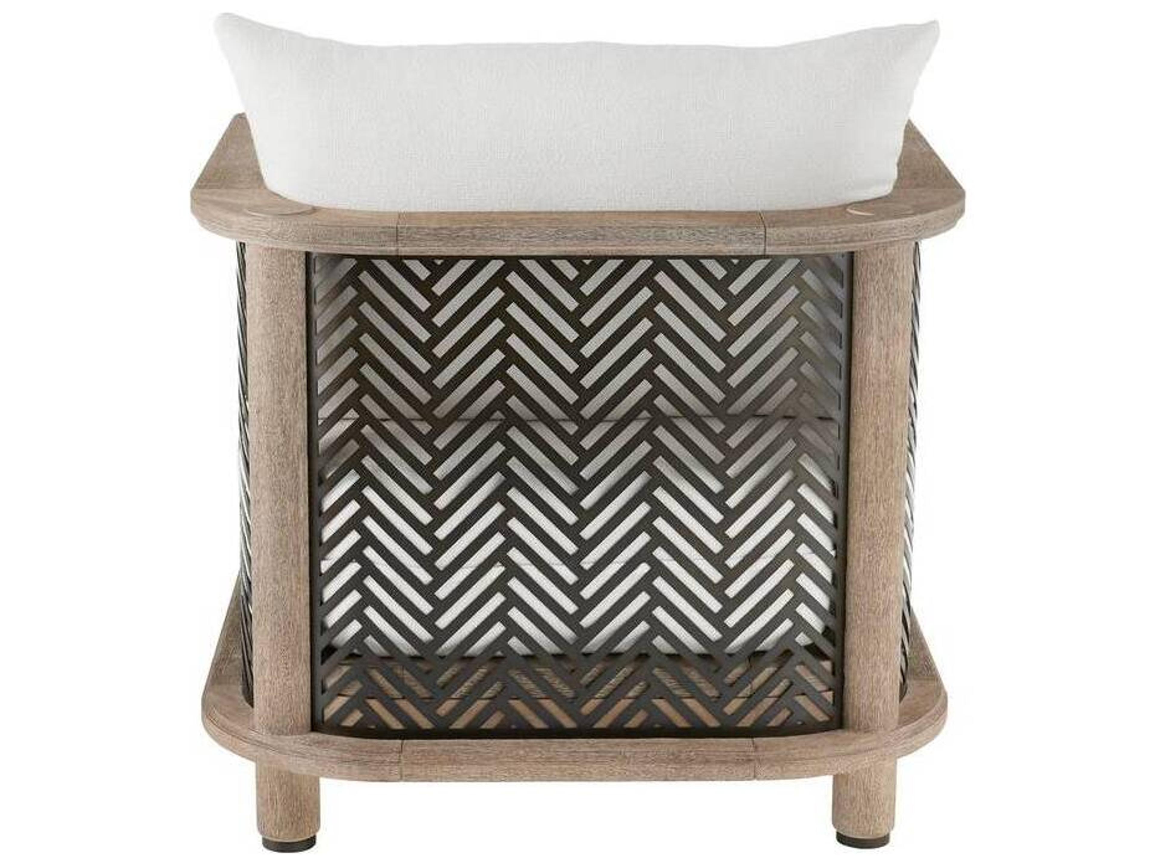 Arteriors Outdoor Emoto Pearl Aged Bronze Teak Cushion Lounge Chair