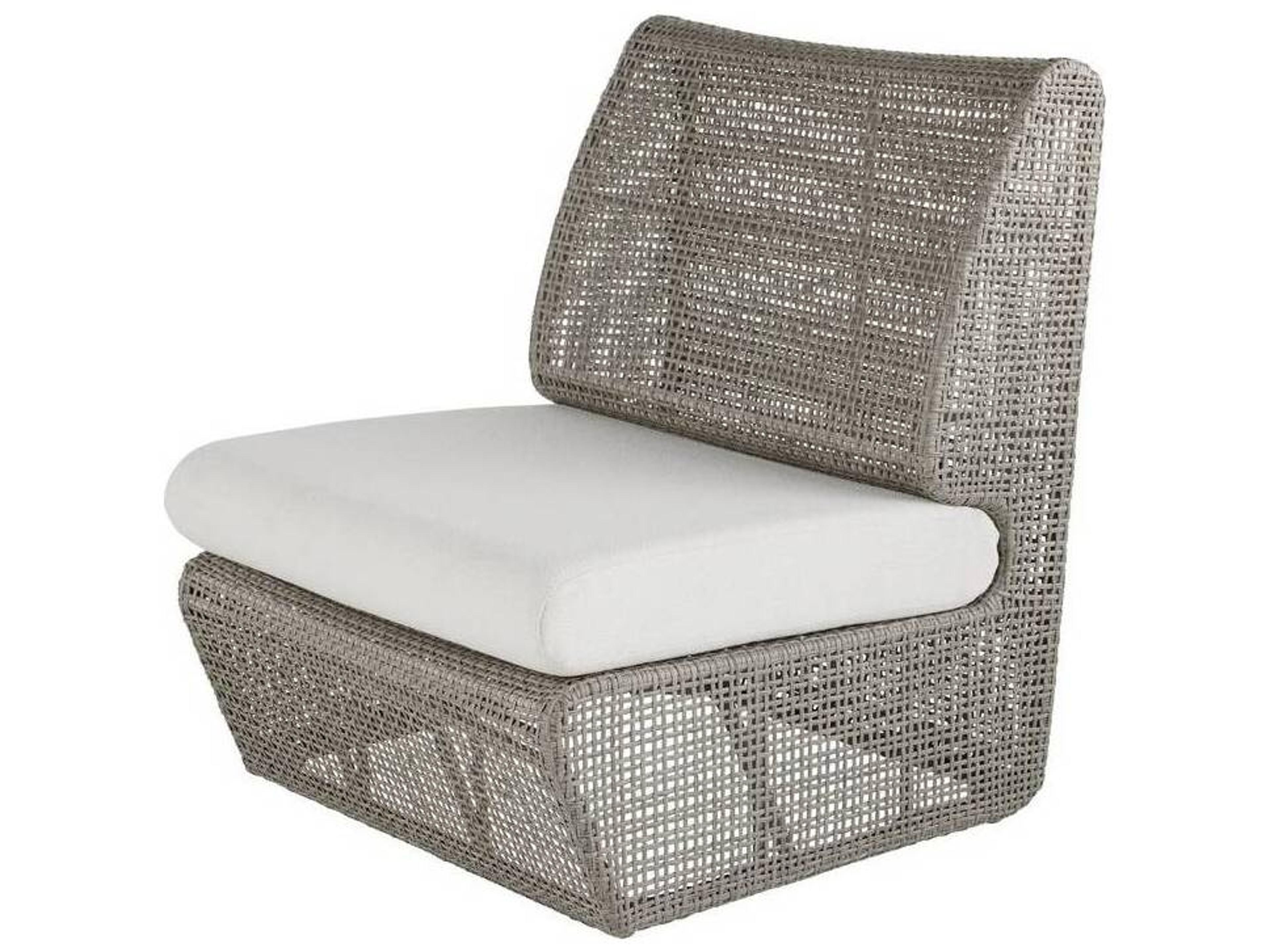 Arteriors Outdoor Dupont Pearl Weathered Gray Wicker Cushion Lounge Chair