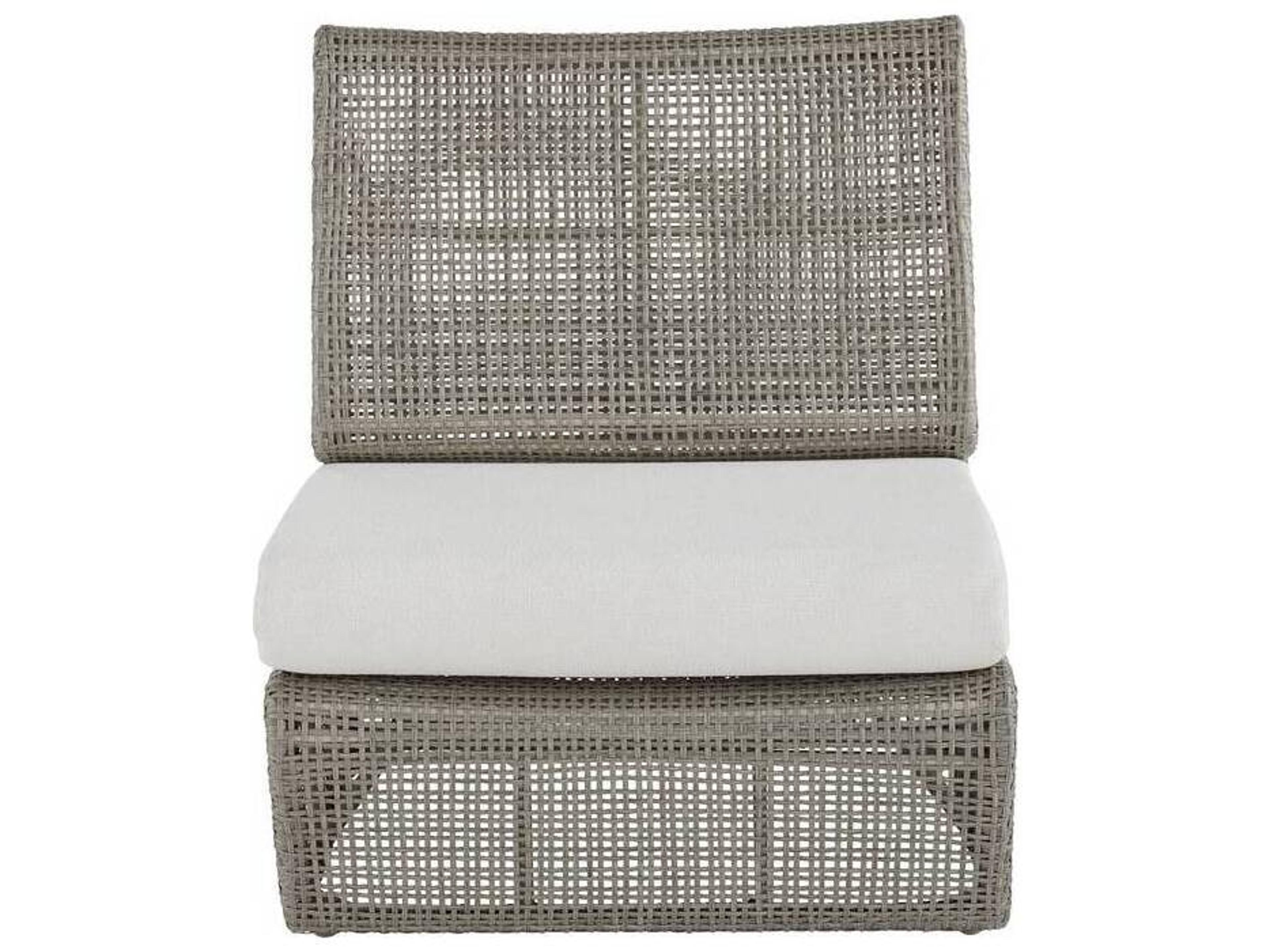 Arteriors Outdoor Dupont Pearl Weathered Gray Wicker Cushion Lounge Chair