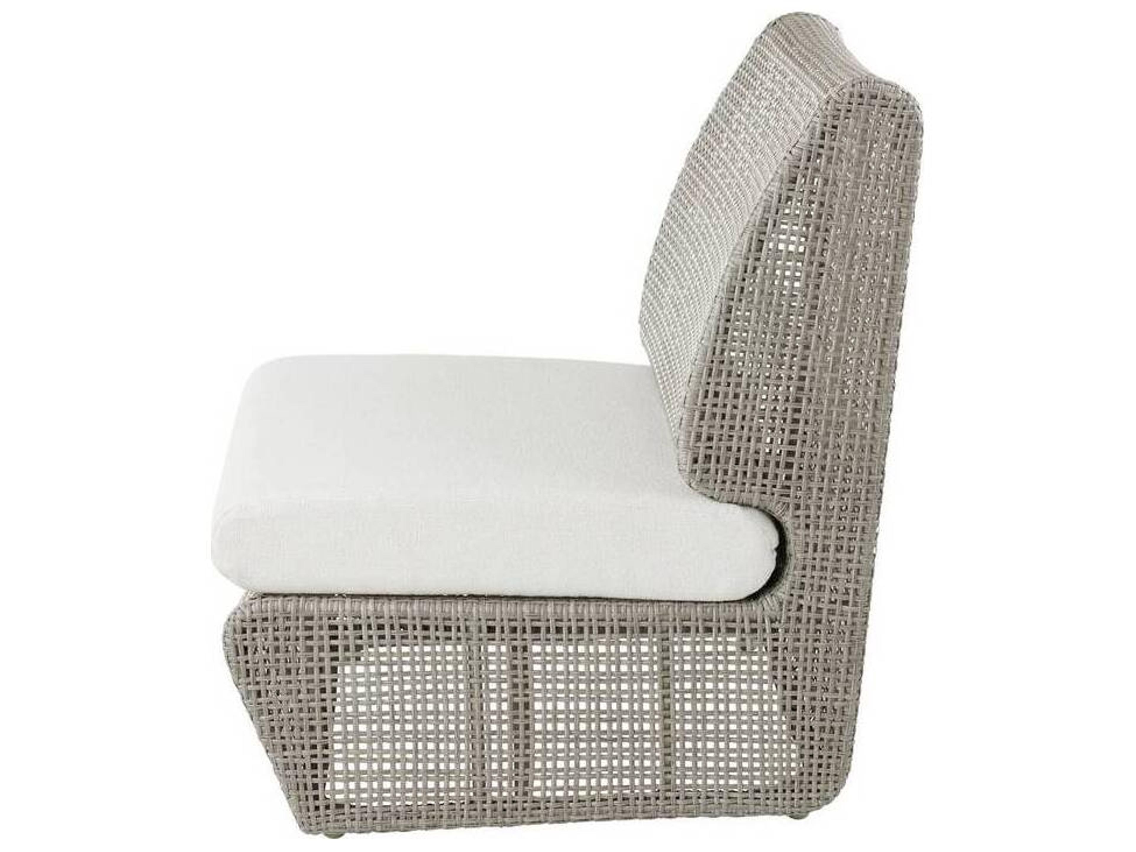 Arteriors Outdoor Dupont Pearl Weathered Gray Wicker Cushion Lounge Chair
