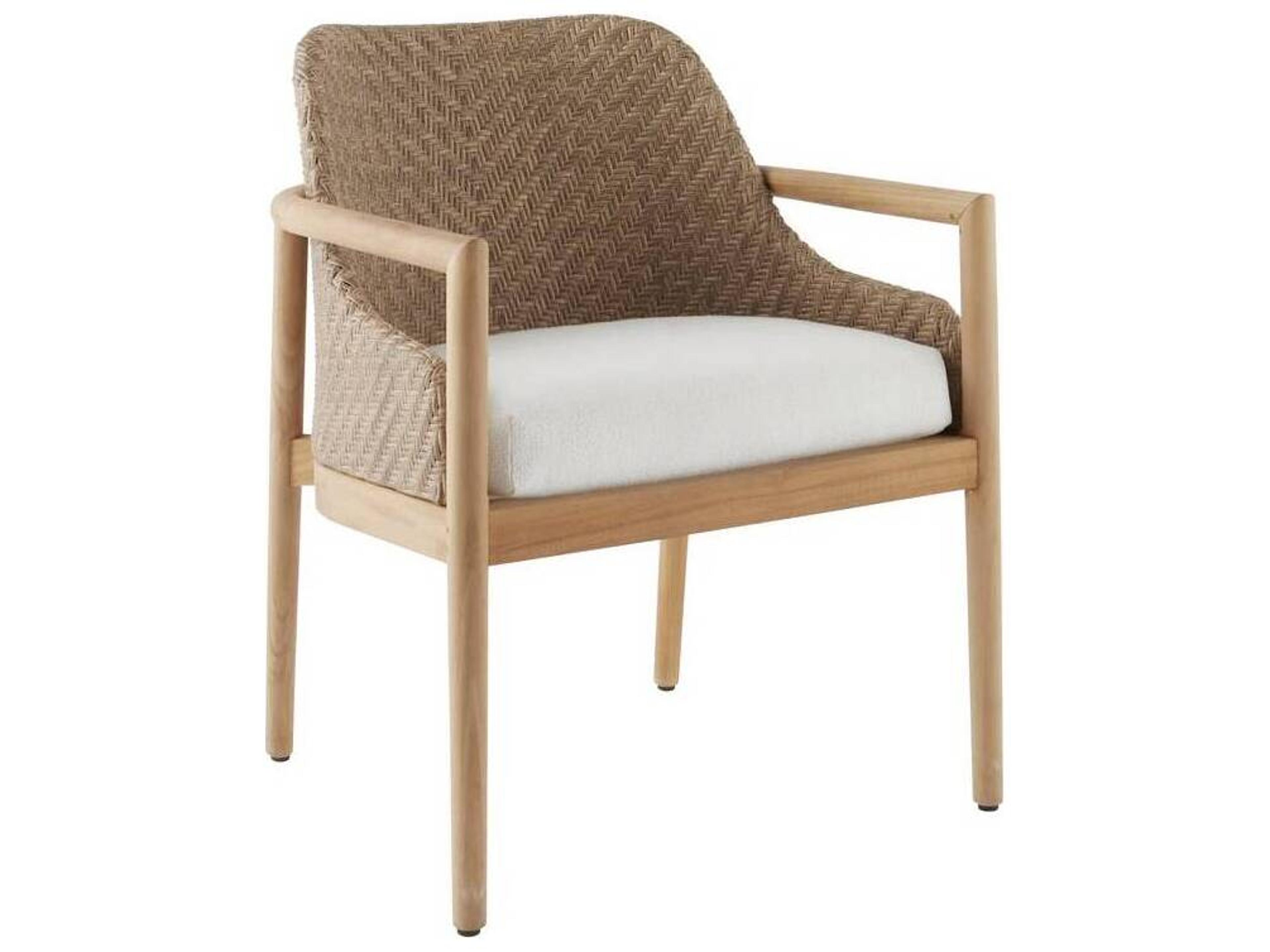 Arteriors Outdoor Chilton Pearl Dark Blonde Teak Cushion Dining Chair