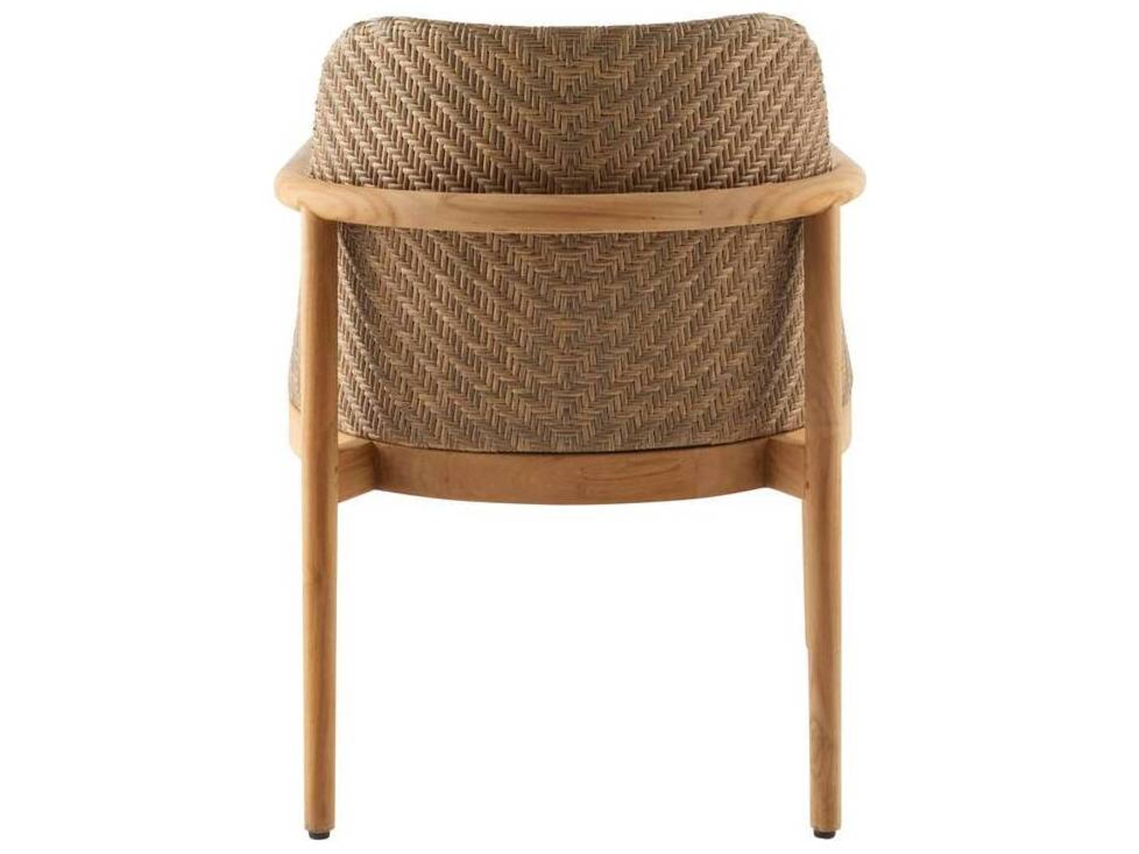 Arteriors Outdoor Chilton Pearl Dark Blonde Teak Cushion Dining Chair