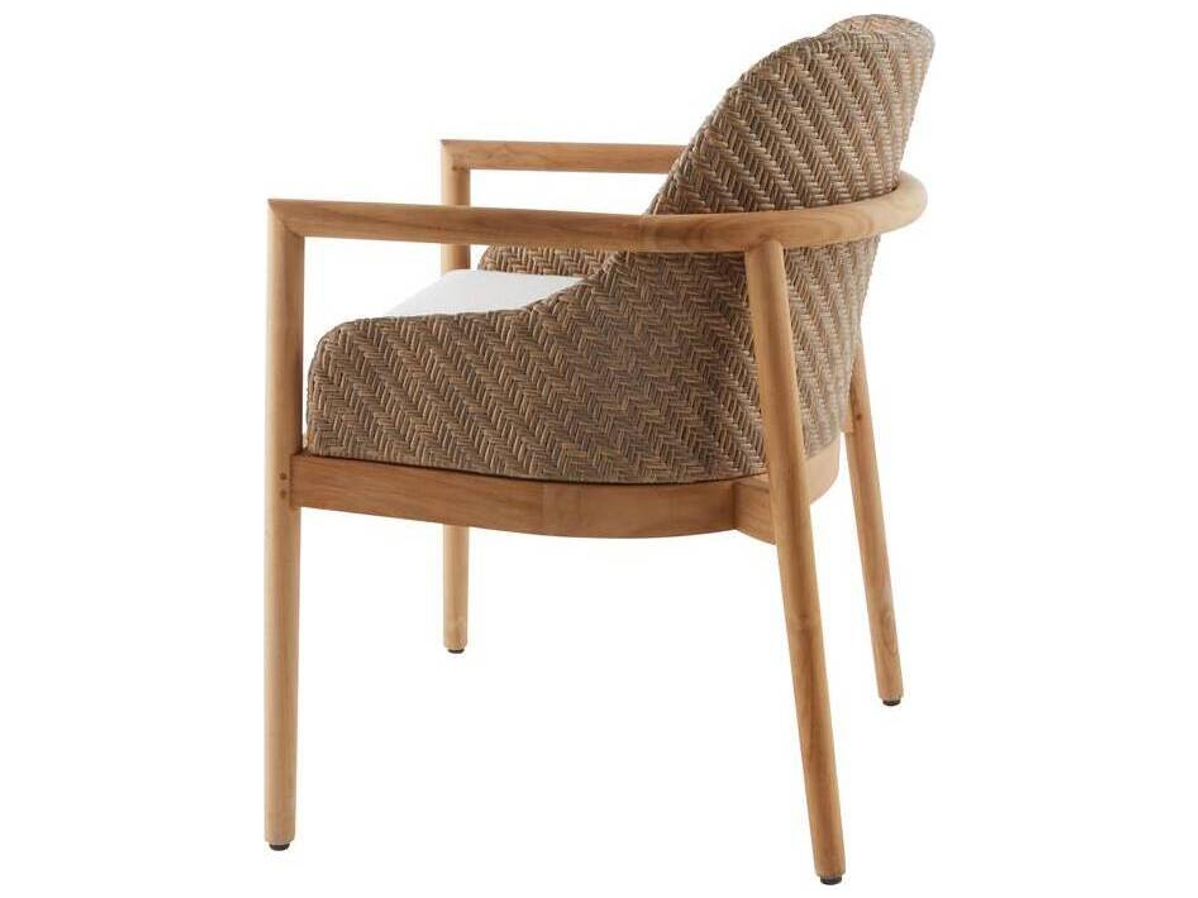 Arteriors Outdoor Chilton Pearl Dark Blonde Teak Cushion Dining Chair