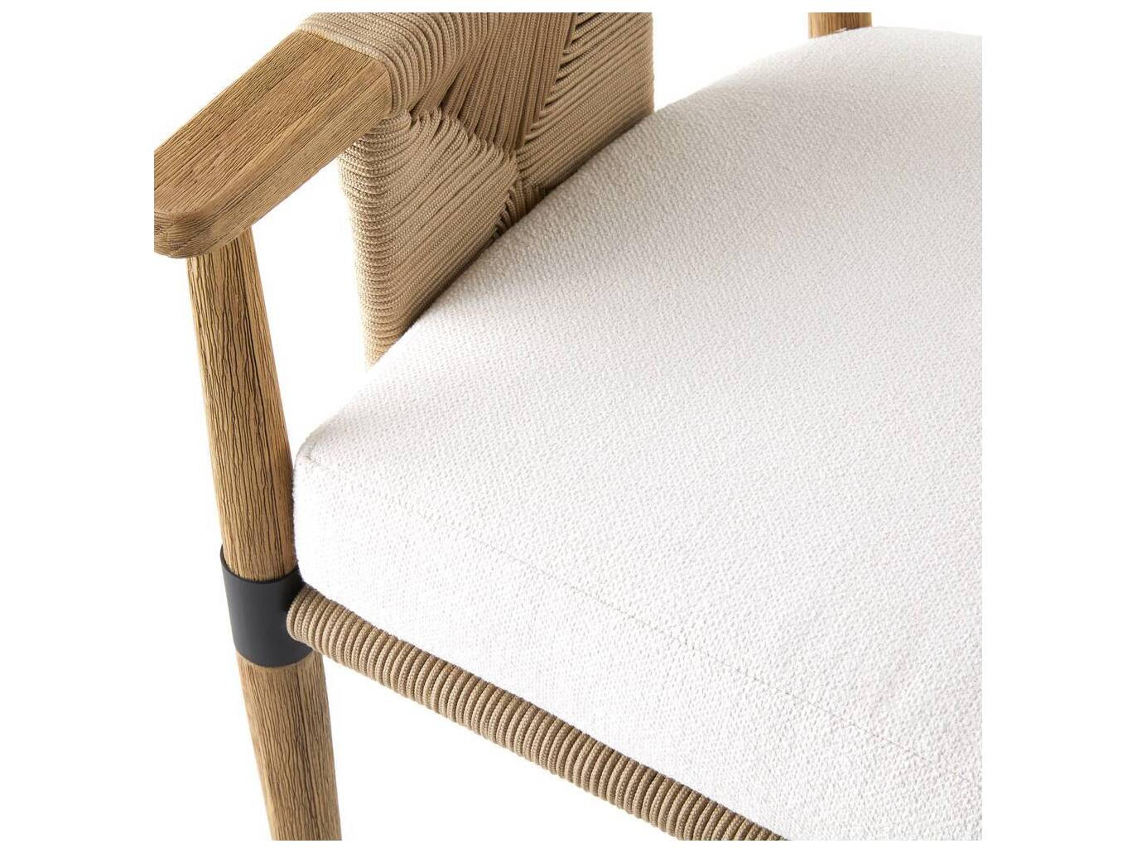 Arteriors Outdoor Estes Pearl Willow Teak Cushion Dining Chair